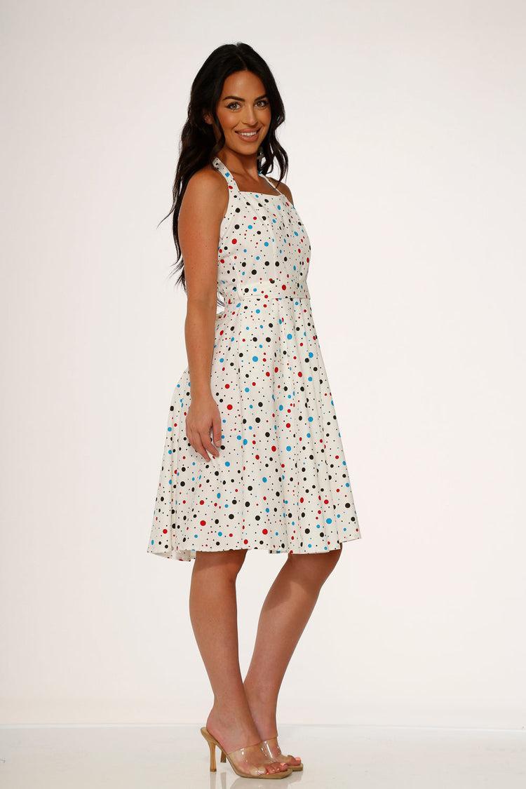 White Candy Halter Swing Dress Product Image