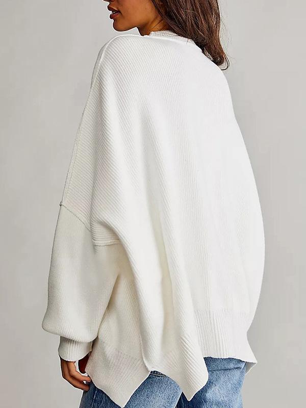 Solid Splice Slit Baggy Sweater Product Image