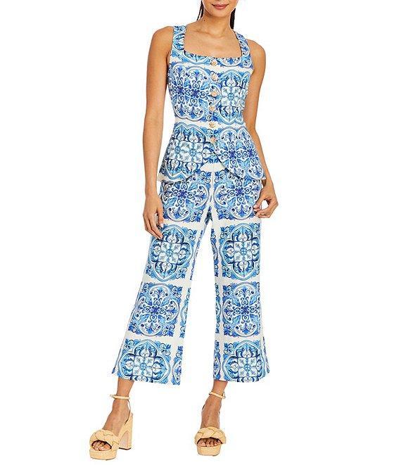 Mestiza New York Taylor Printed Flat Front Side Leg Coordinating Cropped Pants Product Image