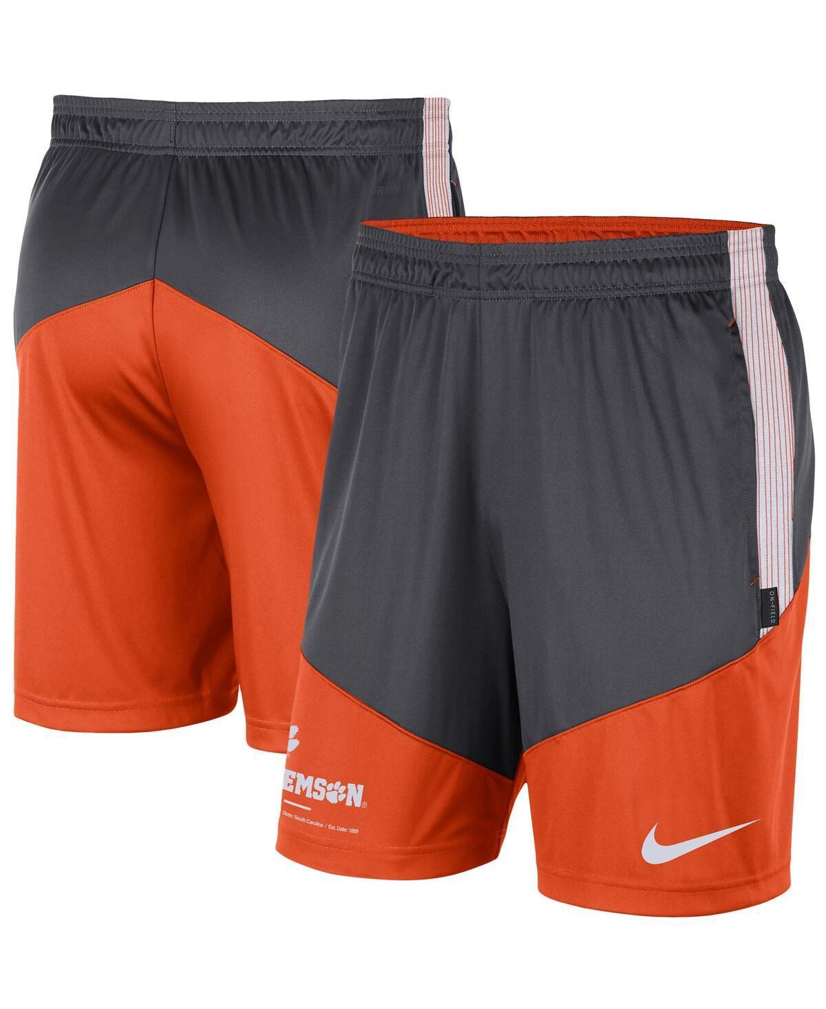 Men's Nike Anthracite/Orange Clemson Tigers Team Performance Knit Shorts, Size: Medium, Grey Product Image