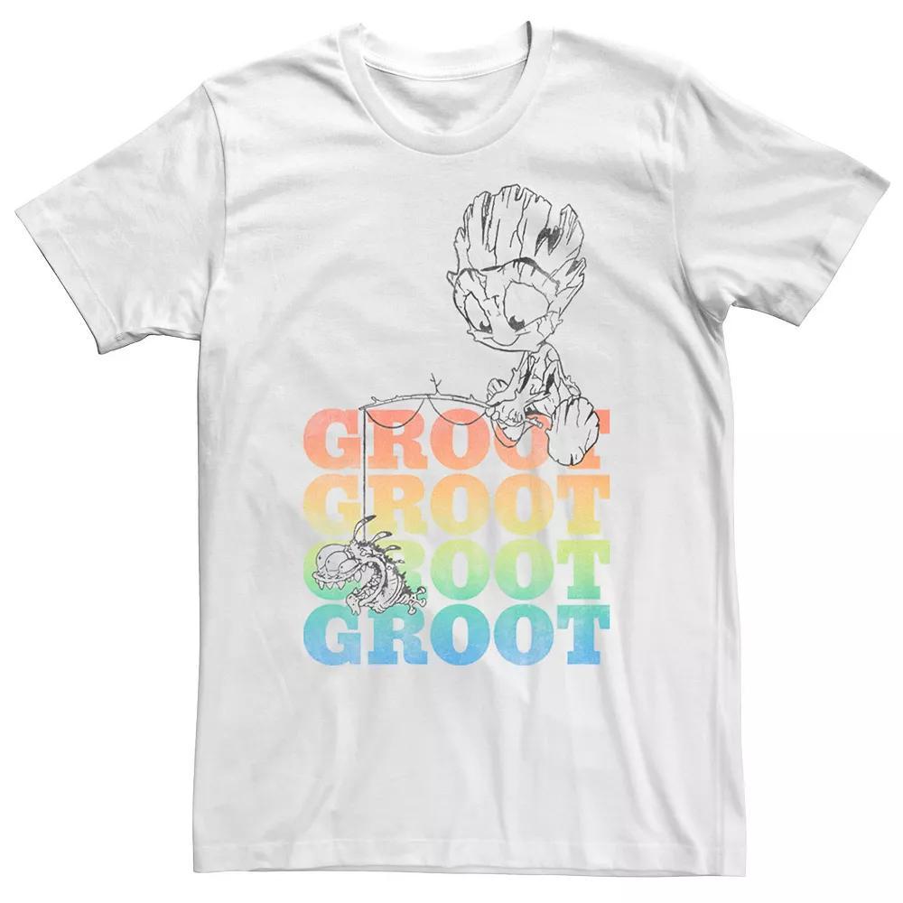Men's Marvel Guardians Of The Galaxy Groot Fishing Name Stack Tee, Size: Medium, White Product Image