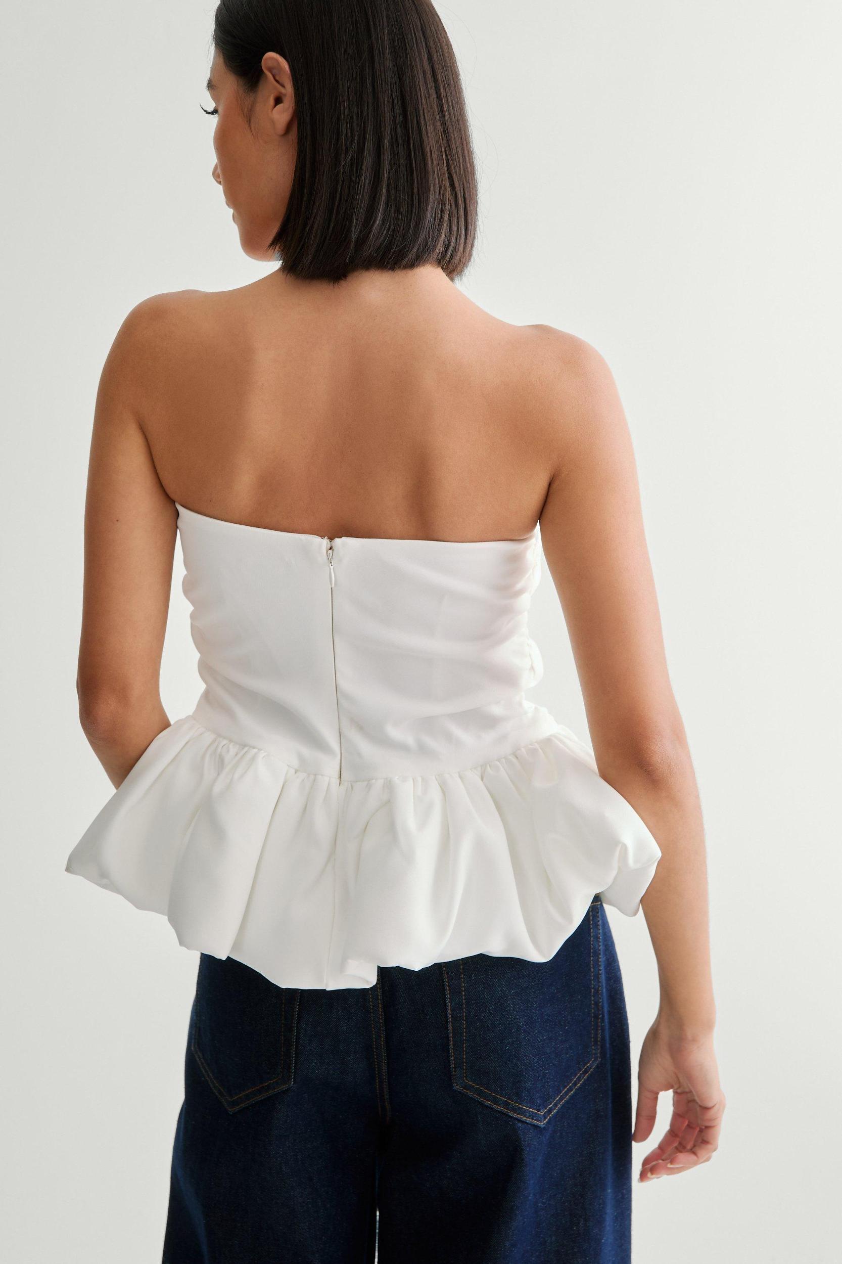 Tailored Puffball Hem Top Product Image