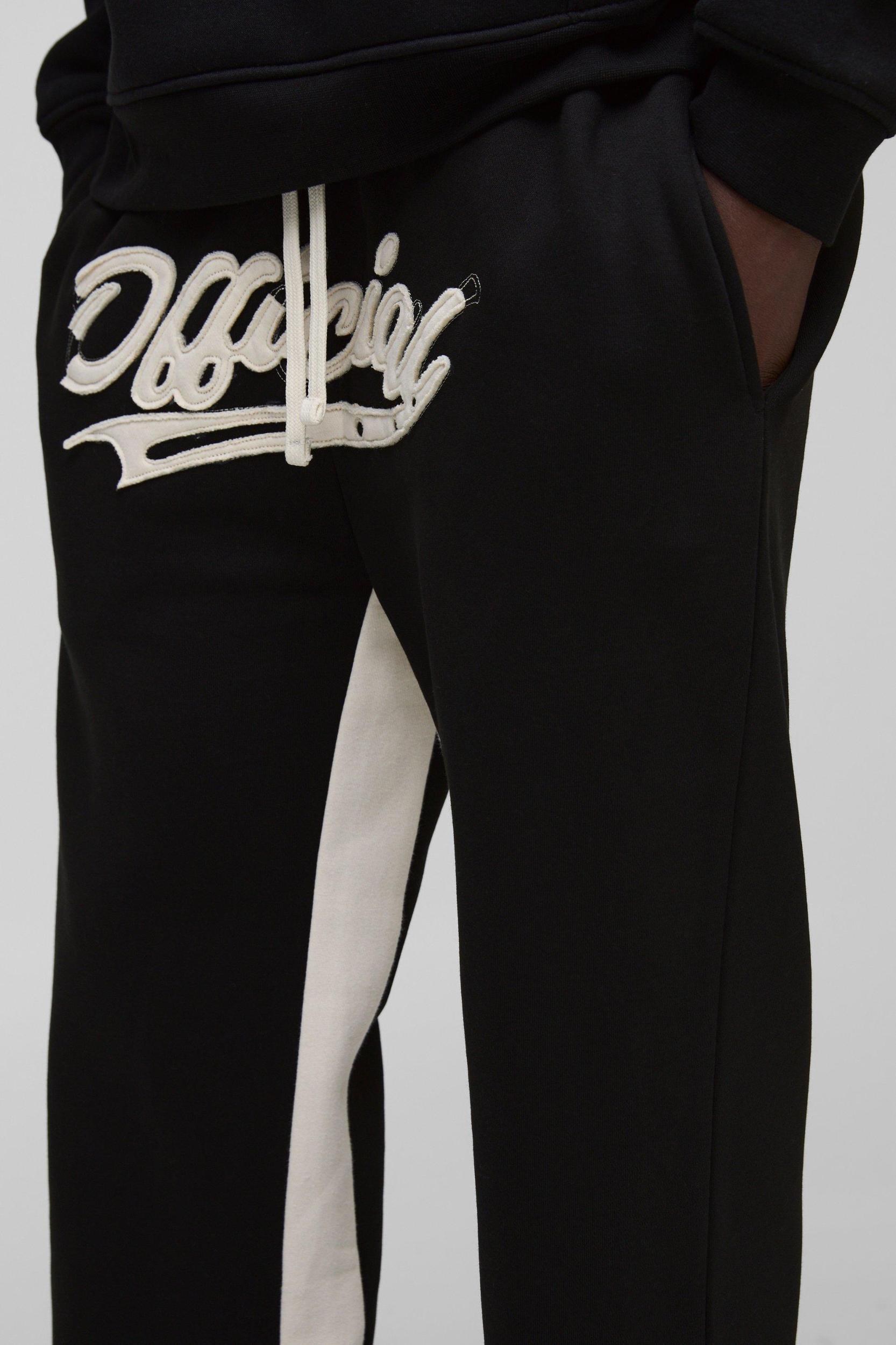 Relaxed Flare Official Applique Gusset Sweatpants | boohooMAN USA Product Image