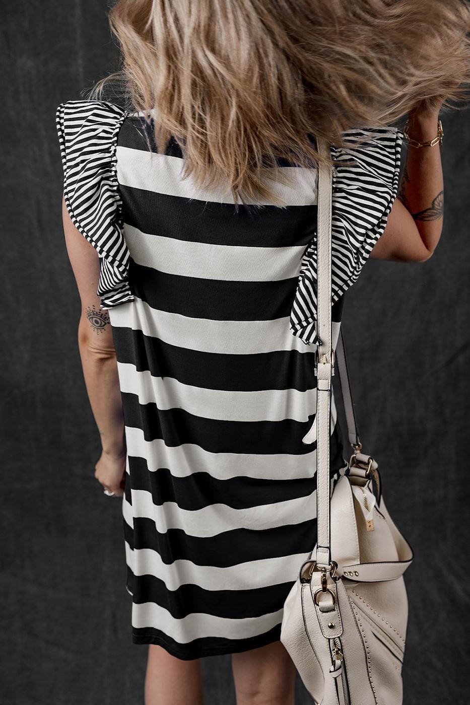 Contrast Ruffled Sleeve T-Shirt Dress Product Image