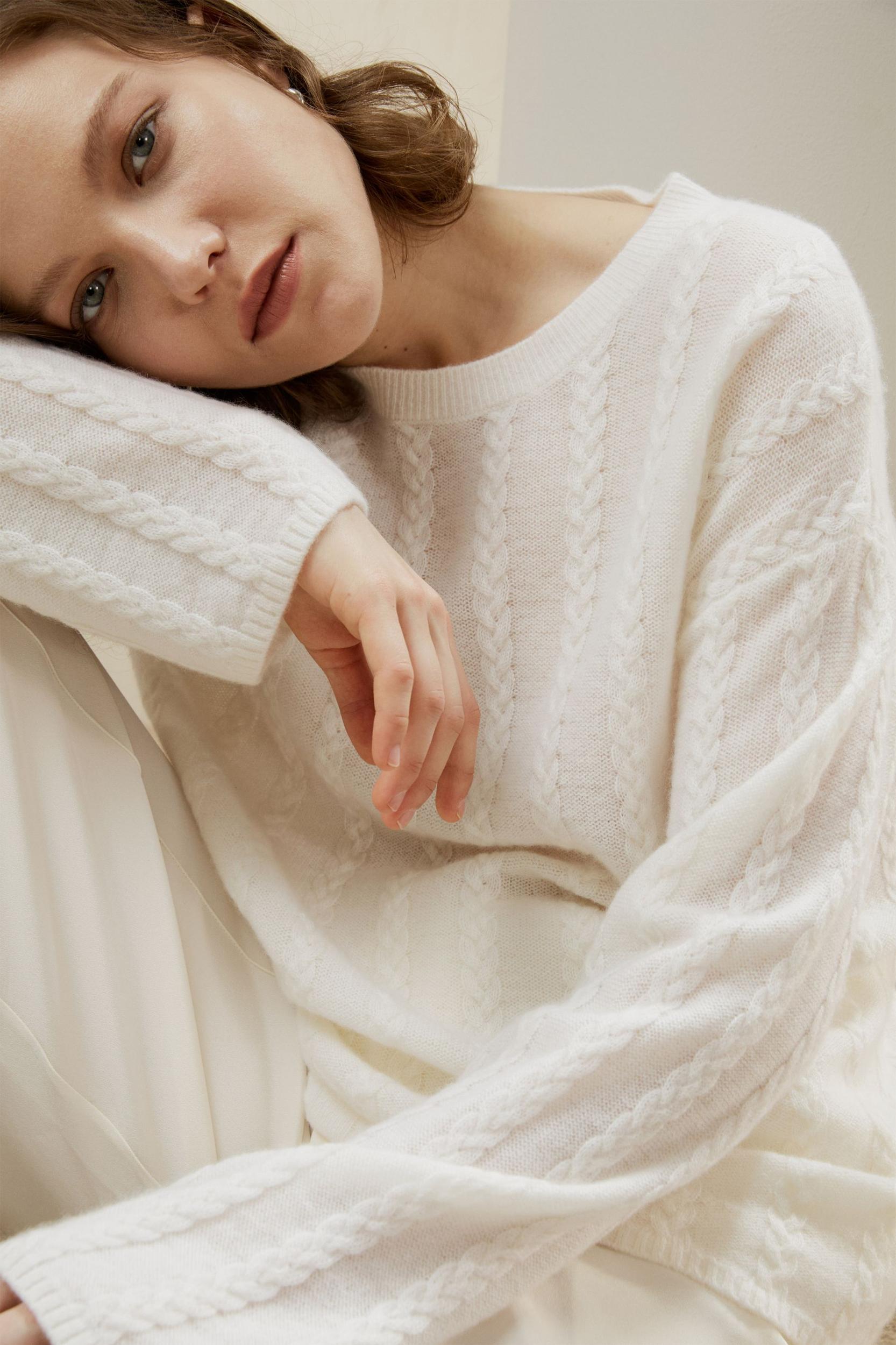 Semi-Sheer Cable-knit Cashmere Sweater Product Image