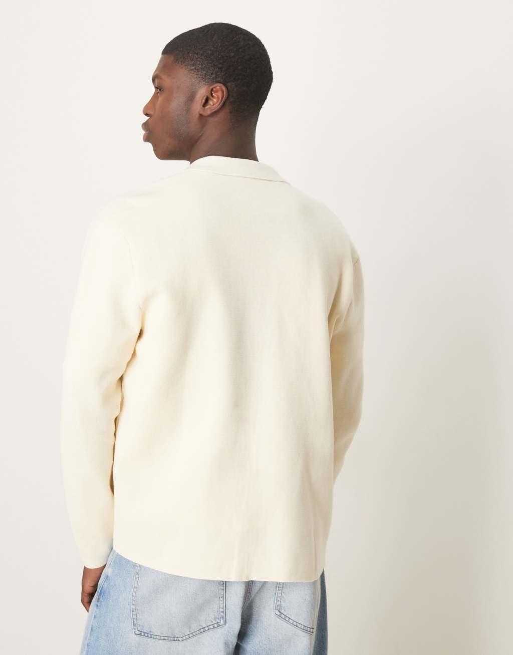 Selected Homme knit cardigan with pockets in cream Product Image