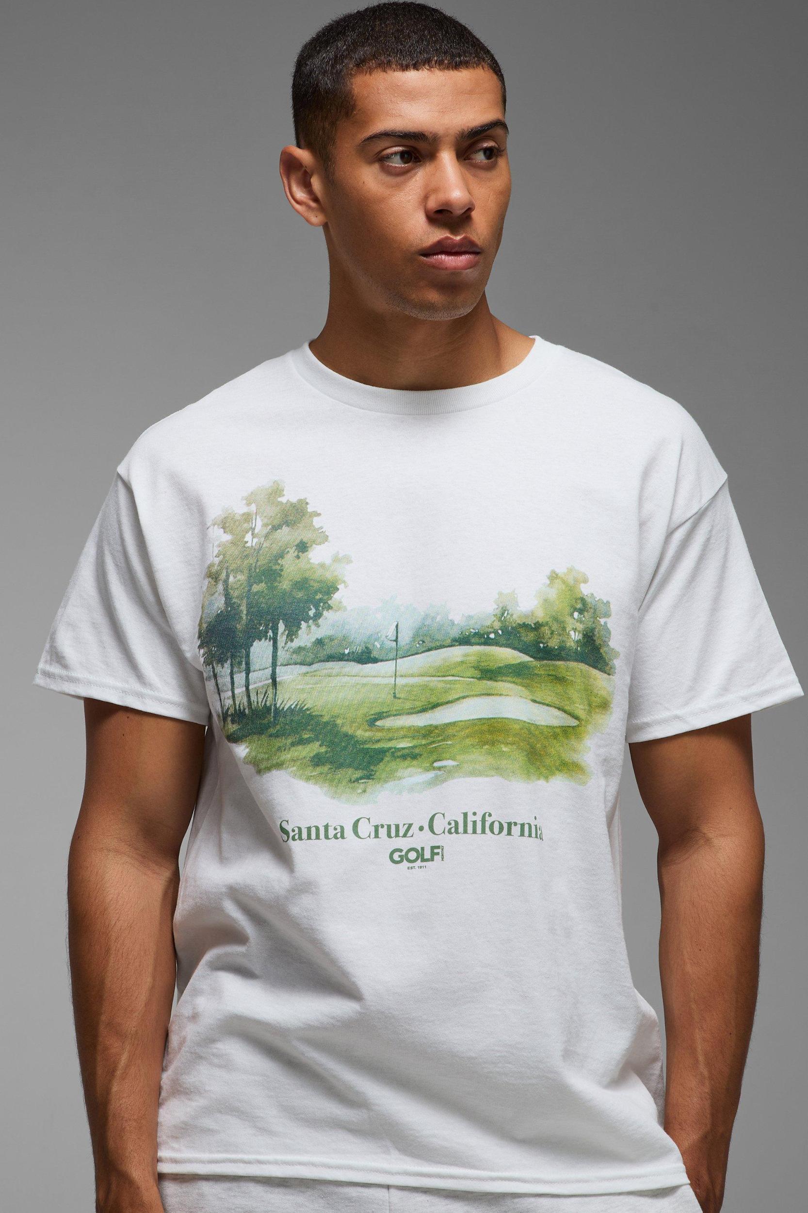 White Regular Fit Golf Championship License Graphic T Shirt | boohooMAN USA Product Image