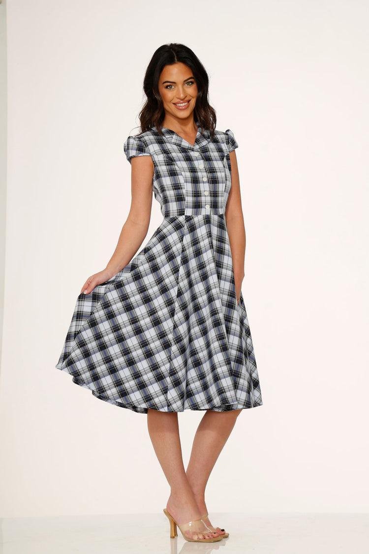 Blue Plaid Swing Dress Product Image