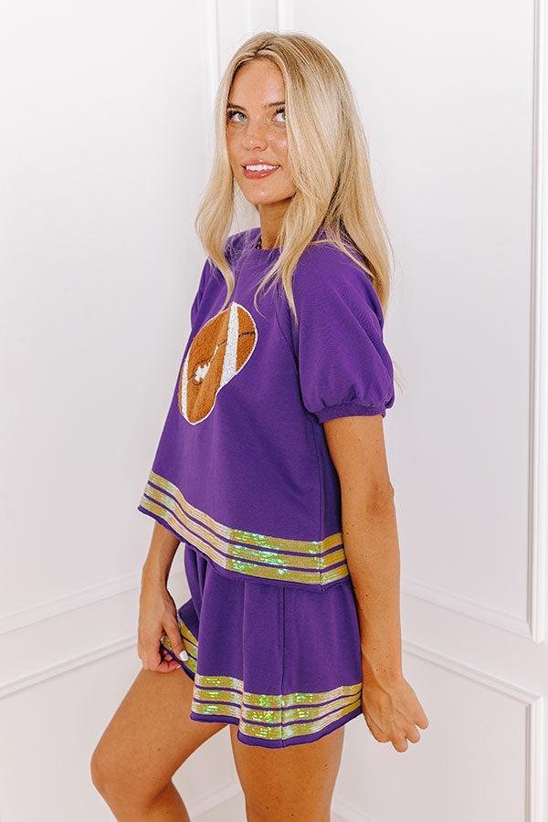 Sideline Social High Waist Sequin Shorts in Purple Product Image