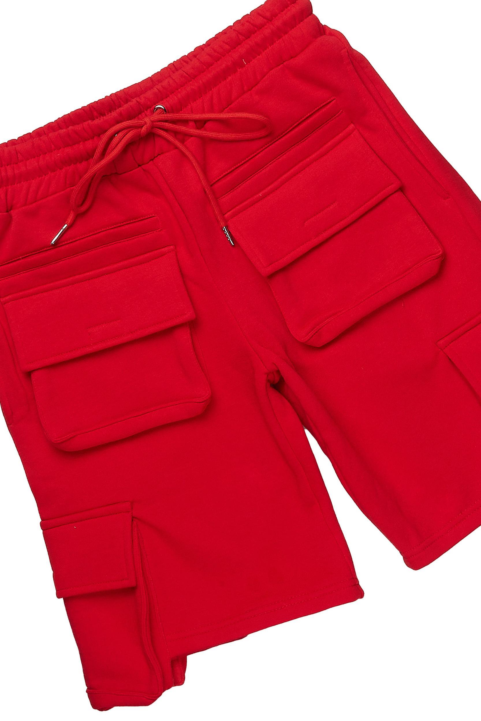 Racing Grung Red/Black T-Shirt Cargo Shorts Set Male Product Image