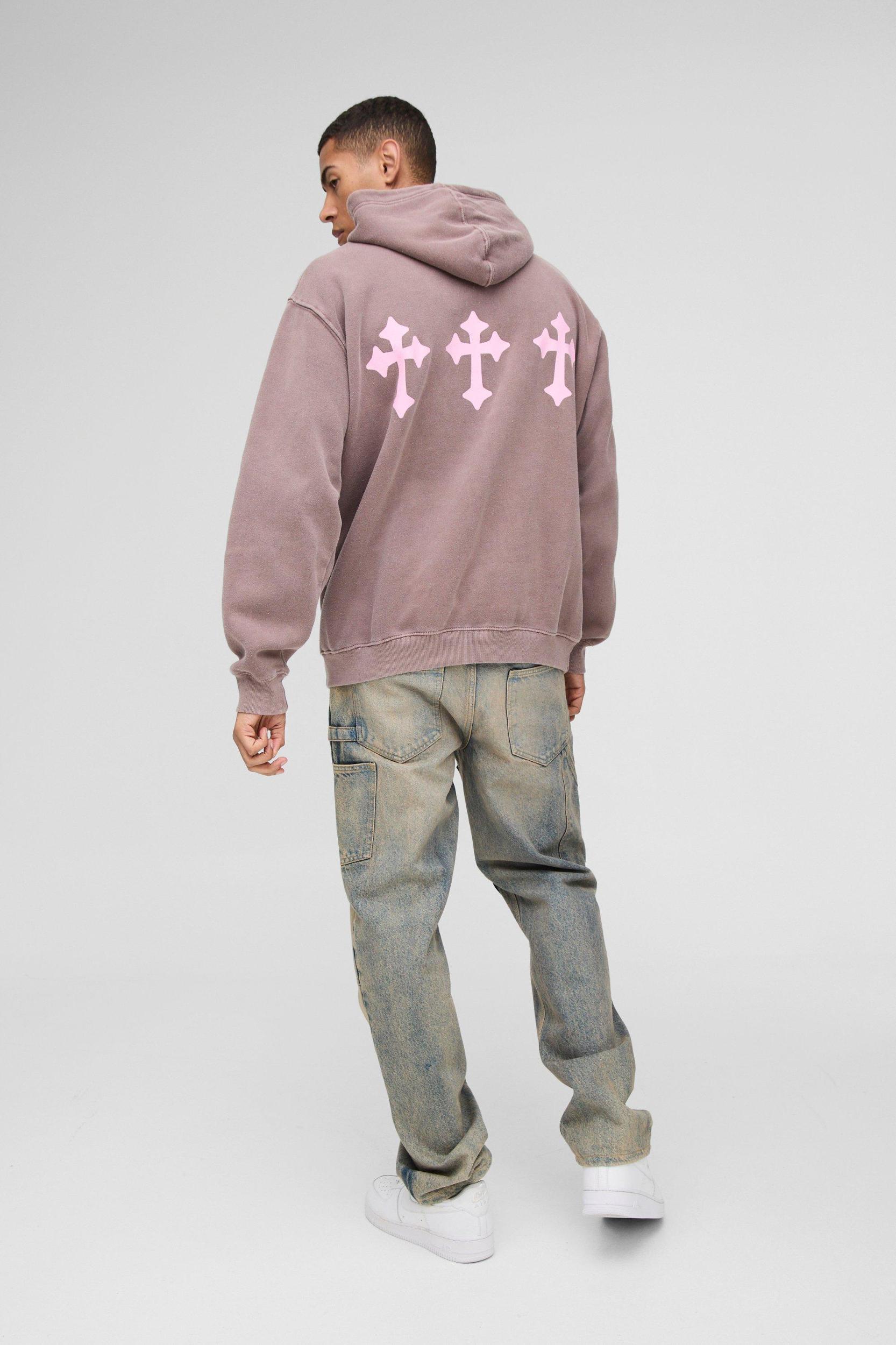 Oversized OFCL Cross Graphic Hoodie | boohooMAN USA Product Image