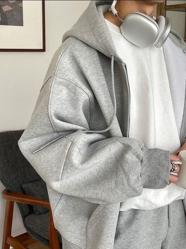 RT No. 4091 GRAY ZIP-UP HOODIE & SWEATPANTS (TOP & BOTTOM) Product Image