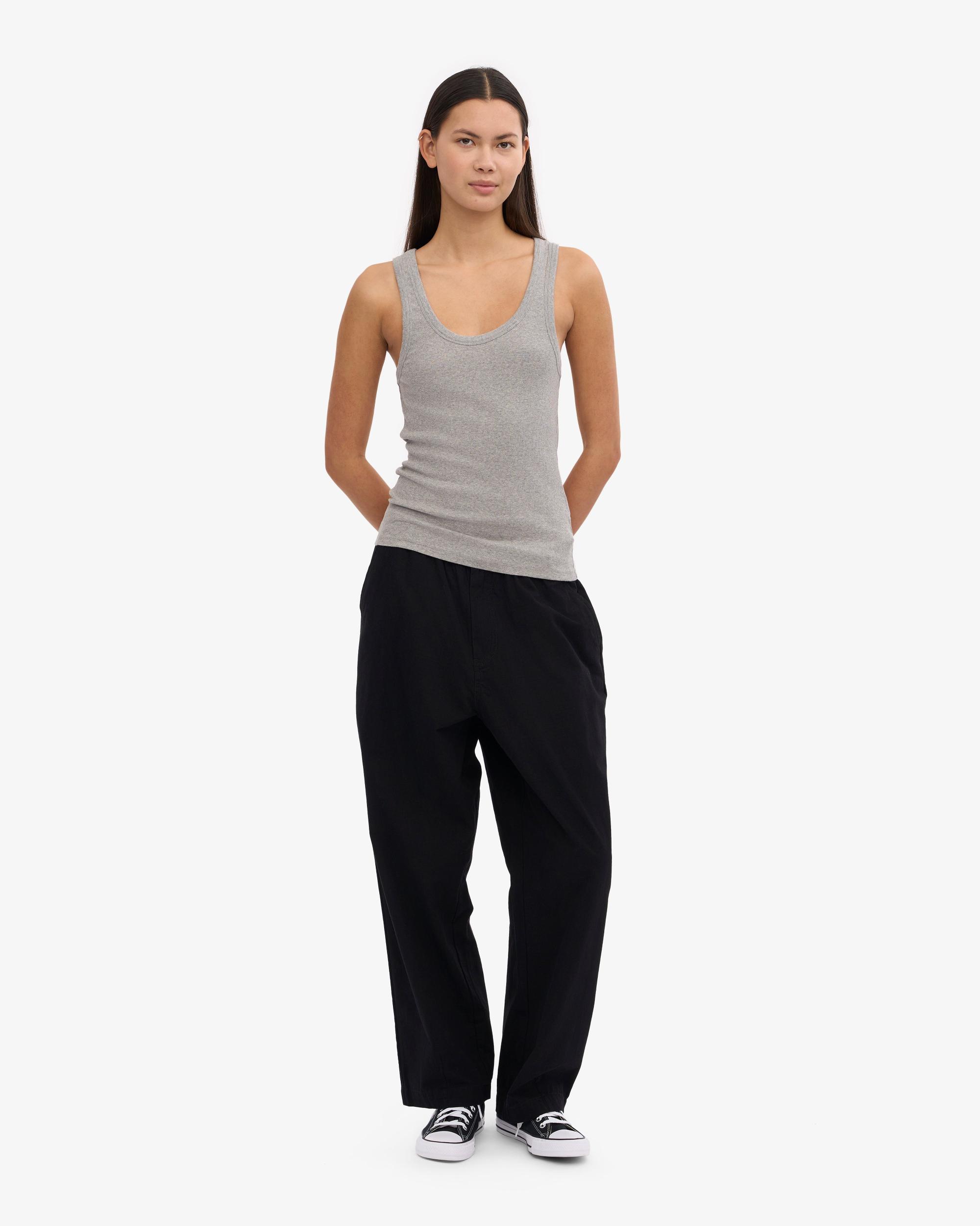 Women Organic Rib Tank Top - Heather Grey Product Image