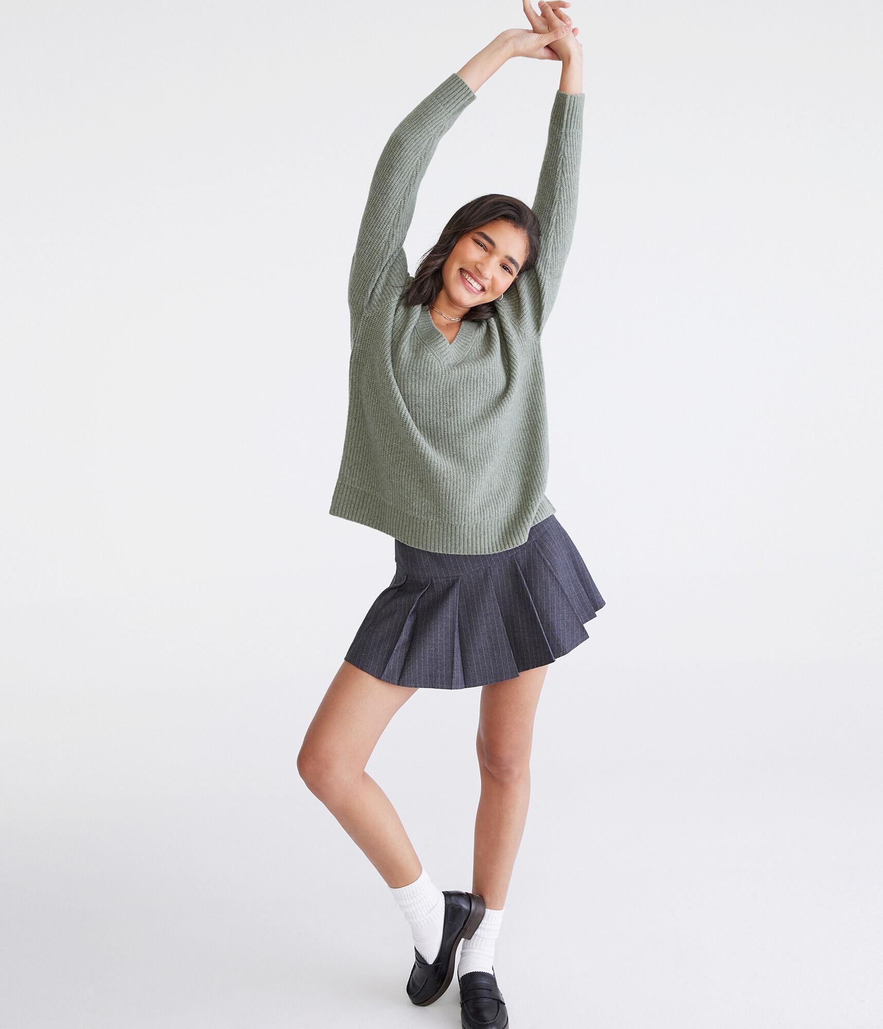 Shaker Knit V-Neck Sweater Product Image