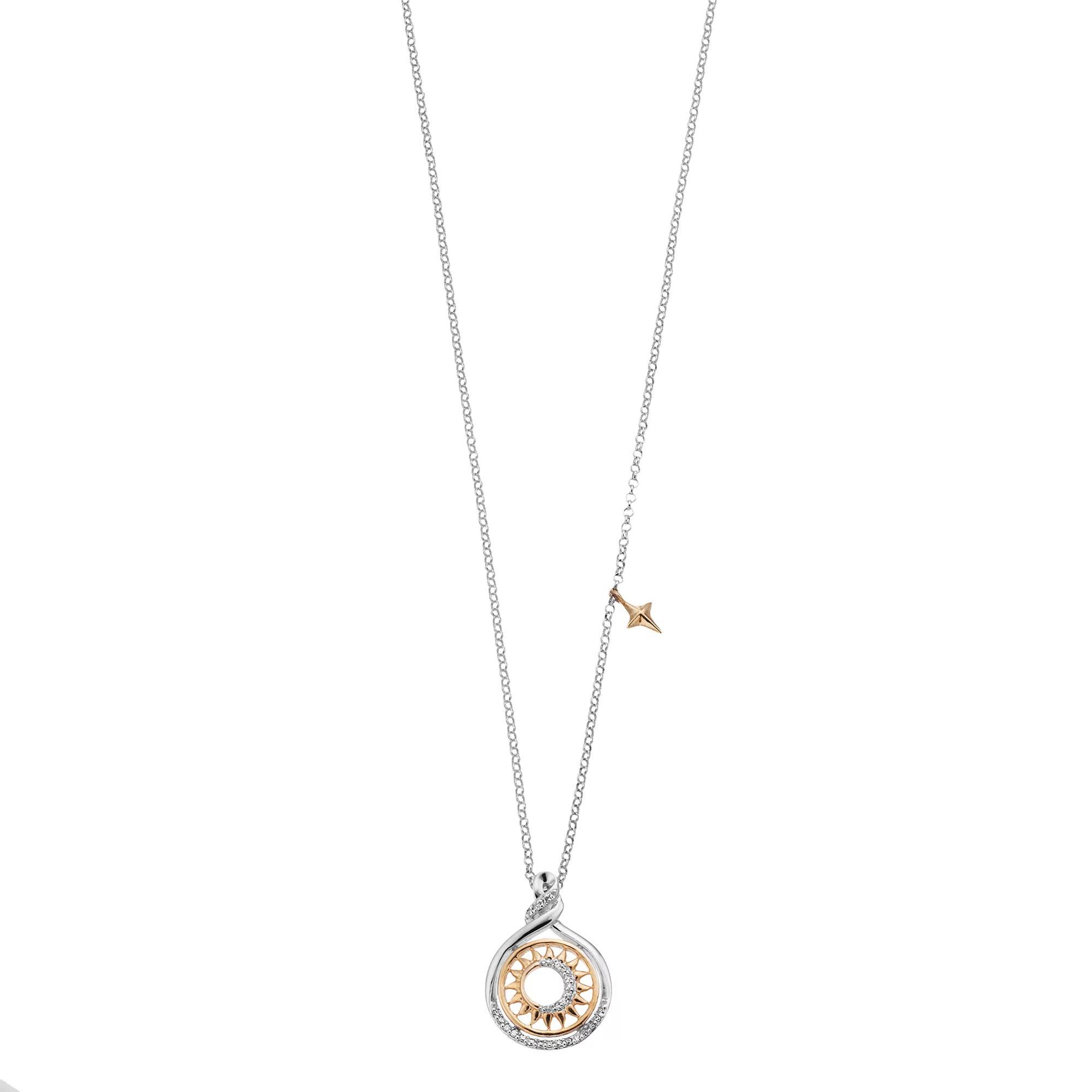 14k Gold Over Silver 1/10 Carat T.W. Diamond Circle Pendant Necklace, Women's, Size: 18", Two Tone Product Image