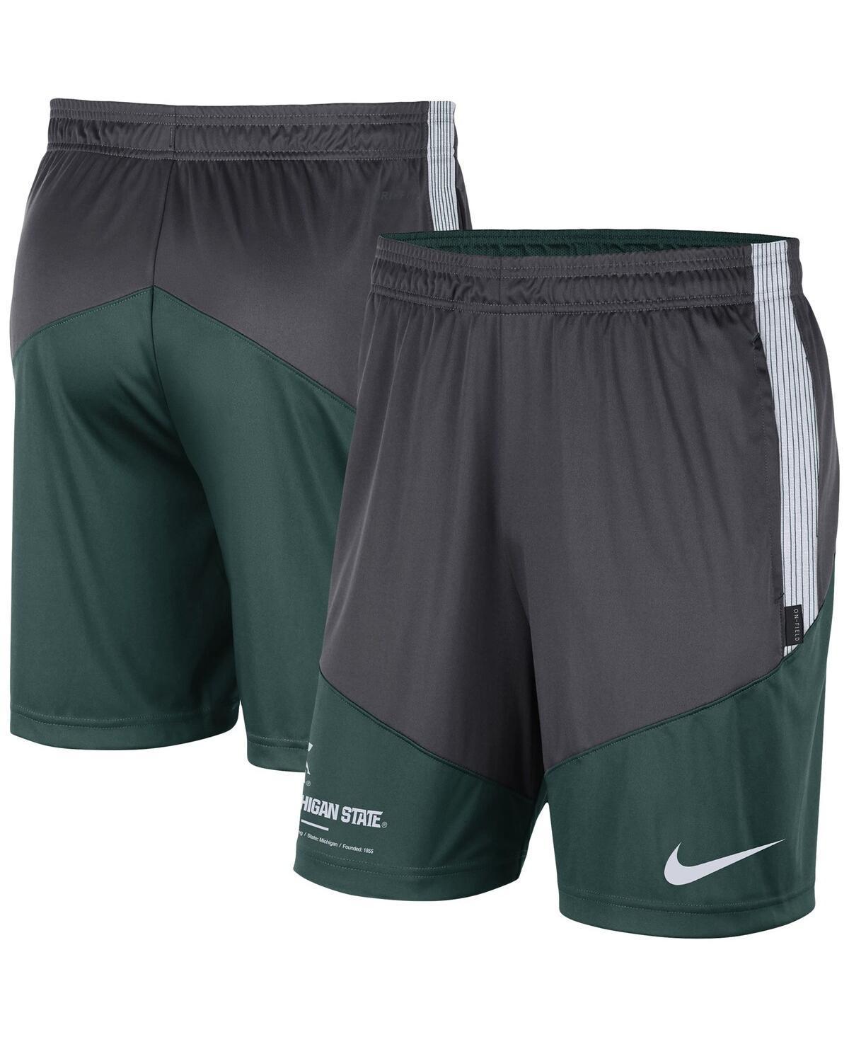 Men's Nike Charcoal/Green Michigan State Spartans Team Performance Knit Shorts, Size: Large Product Image