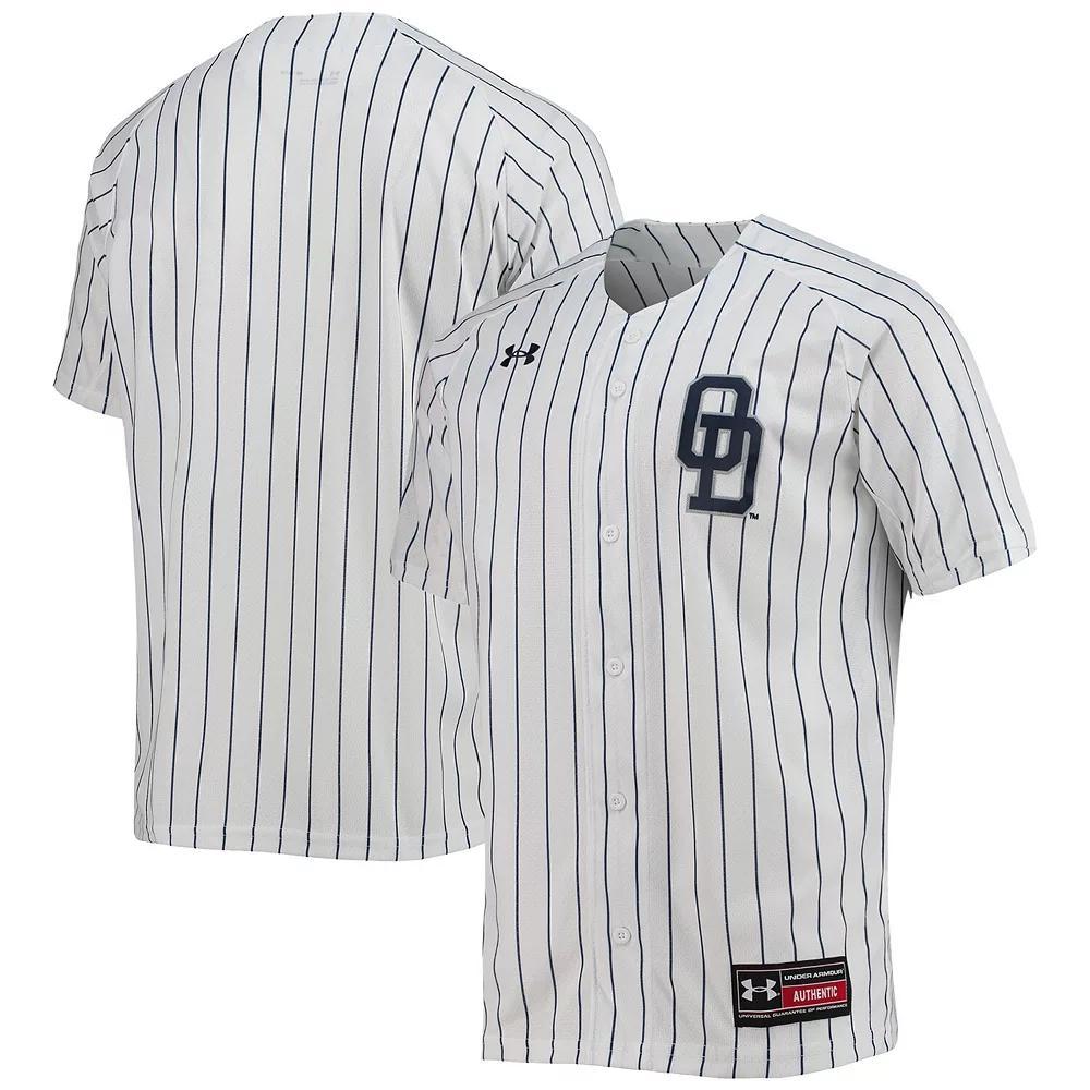 Men's Under Armour White Old Dominion Monarchs Pinstripe Replica Baseball Jersey, Size: XL, Odu White Product Image