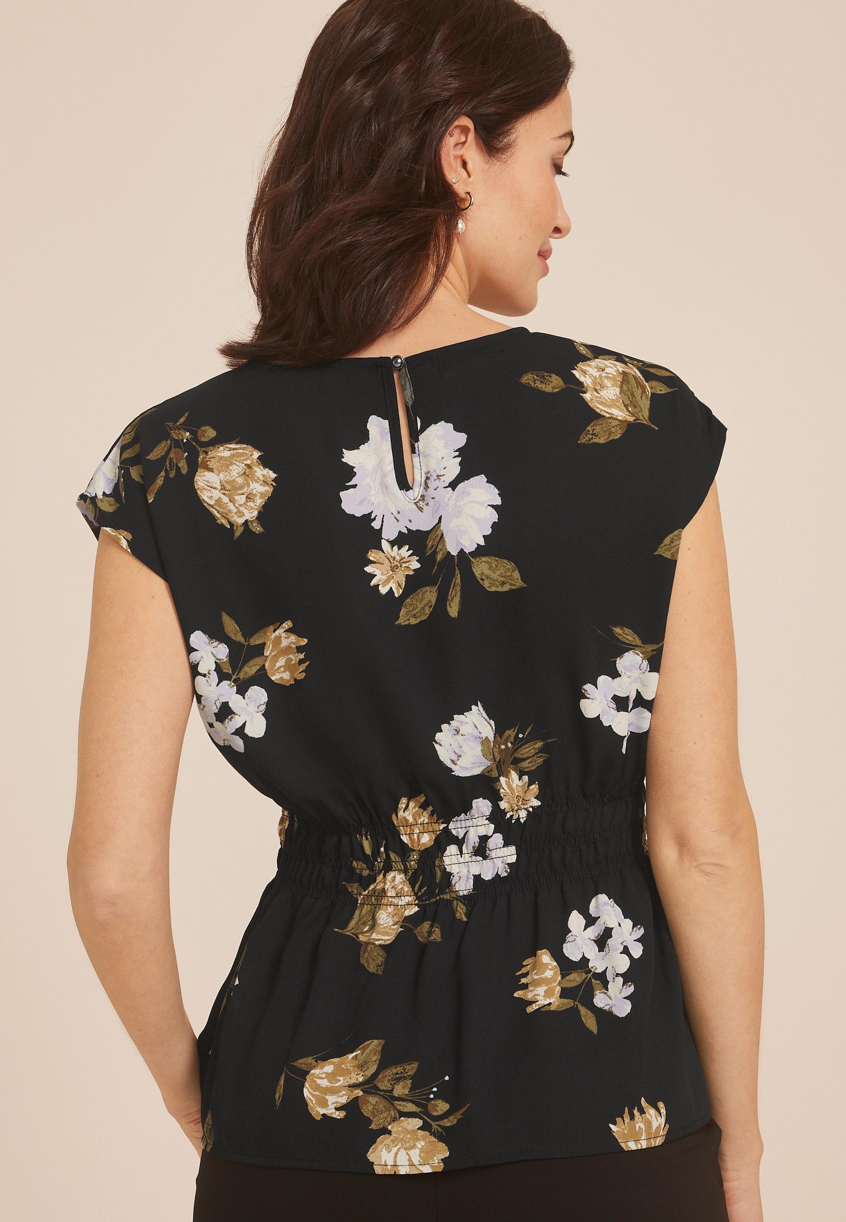Floral Dolman Sleeve Peplum Blouse Product Image