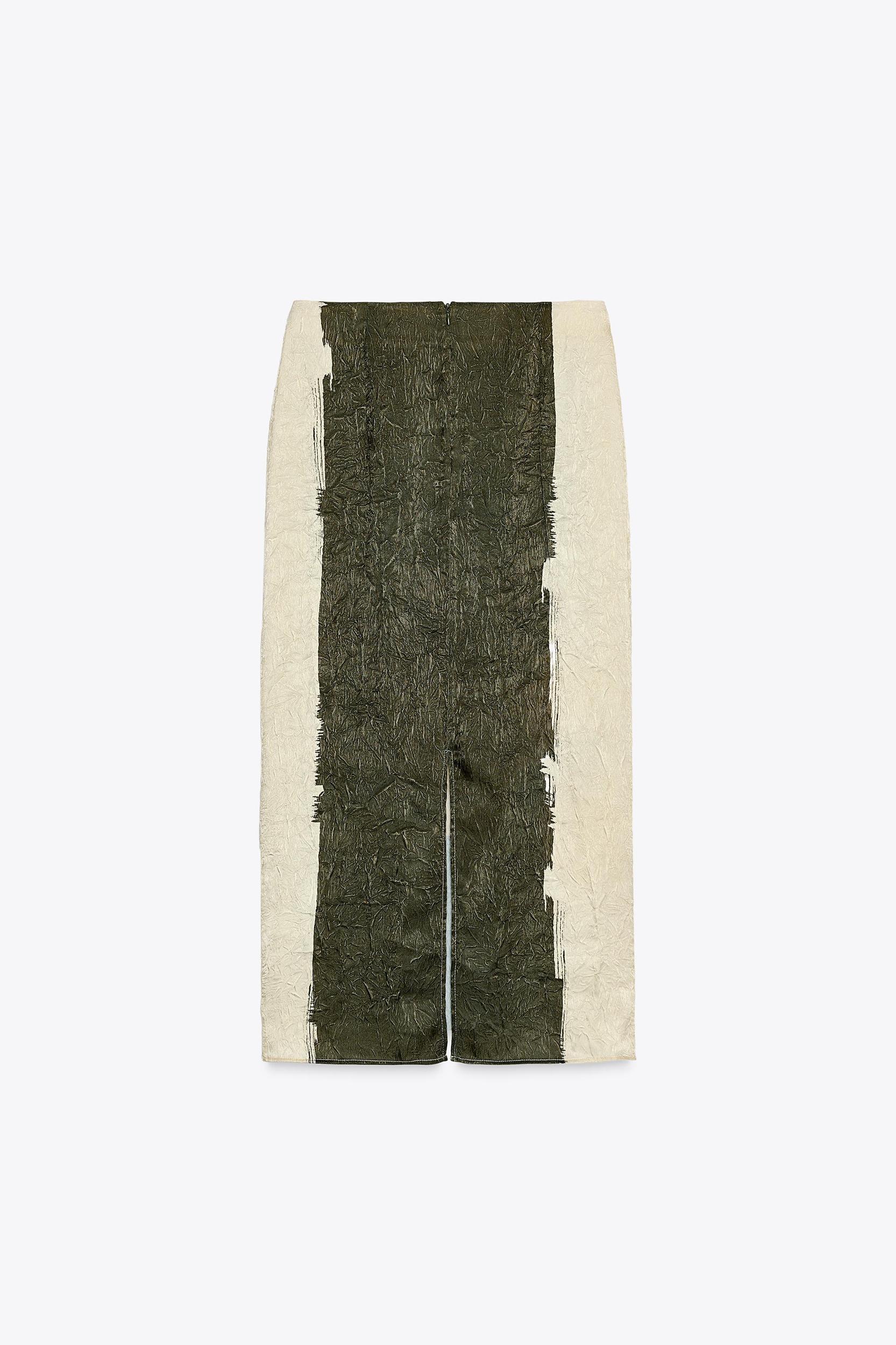 PRINTED WRINKLED EFFECT MIDI SKIRT Product Image