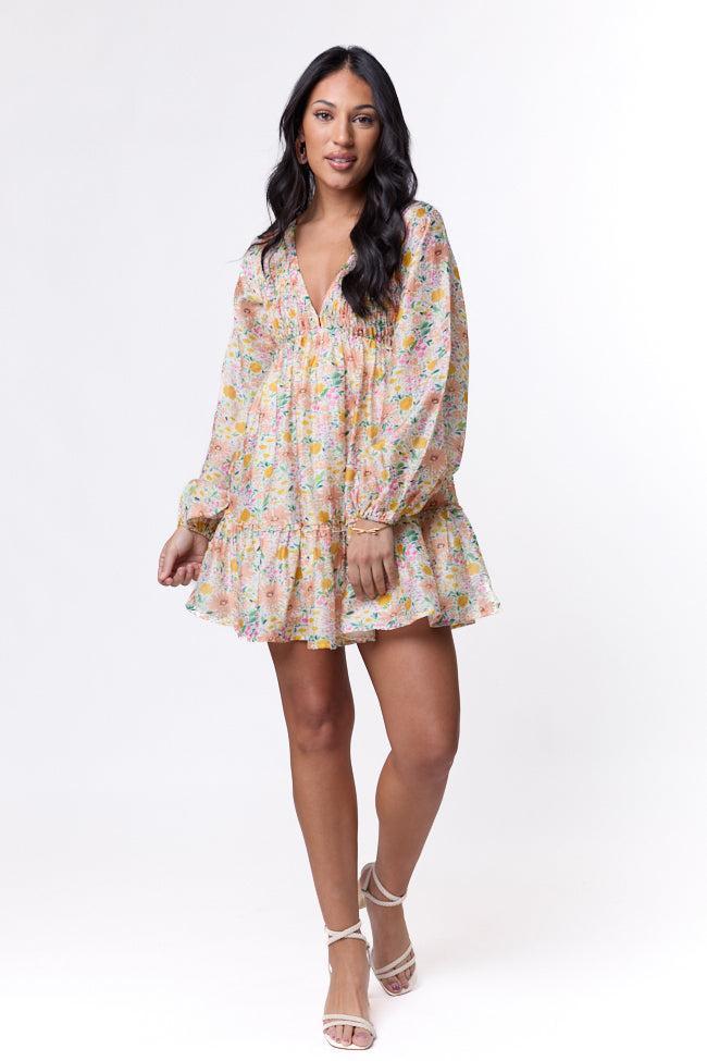 Here We Are Multi Floral Mini Dress FINAL SALE Product Image