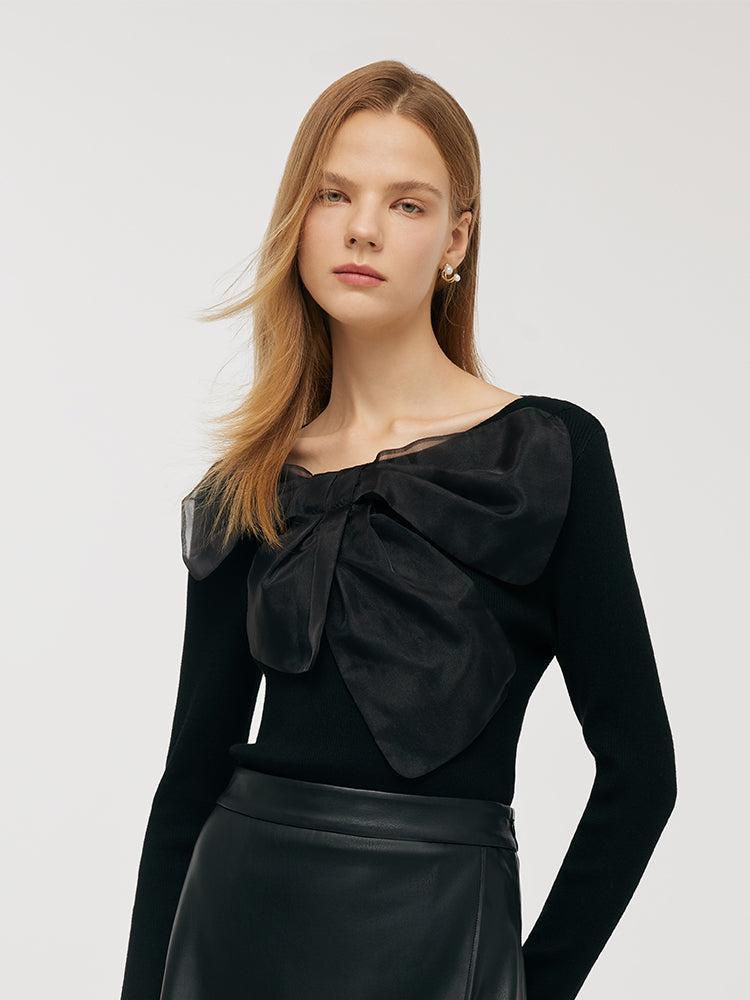 Slim-Fit Women Bowknot Sweater Product Image