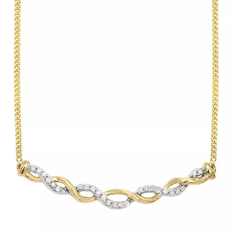 Two Tone Sterling Silver 1/8 Carat. T.W. Diamond Necklace, Women's, Size: 18", Yellow Rhodium Over Product Image