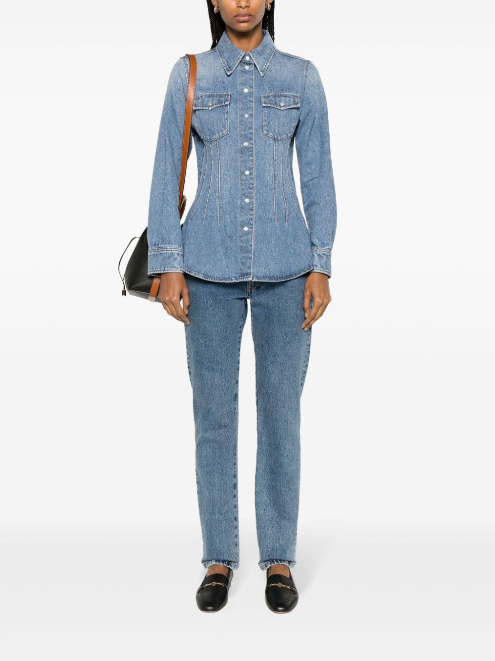 CHLOÉ Blue Corset-style Denim Shirt Product Image