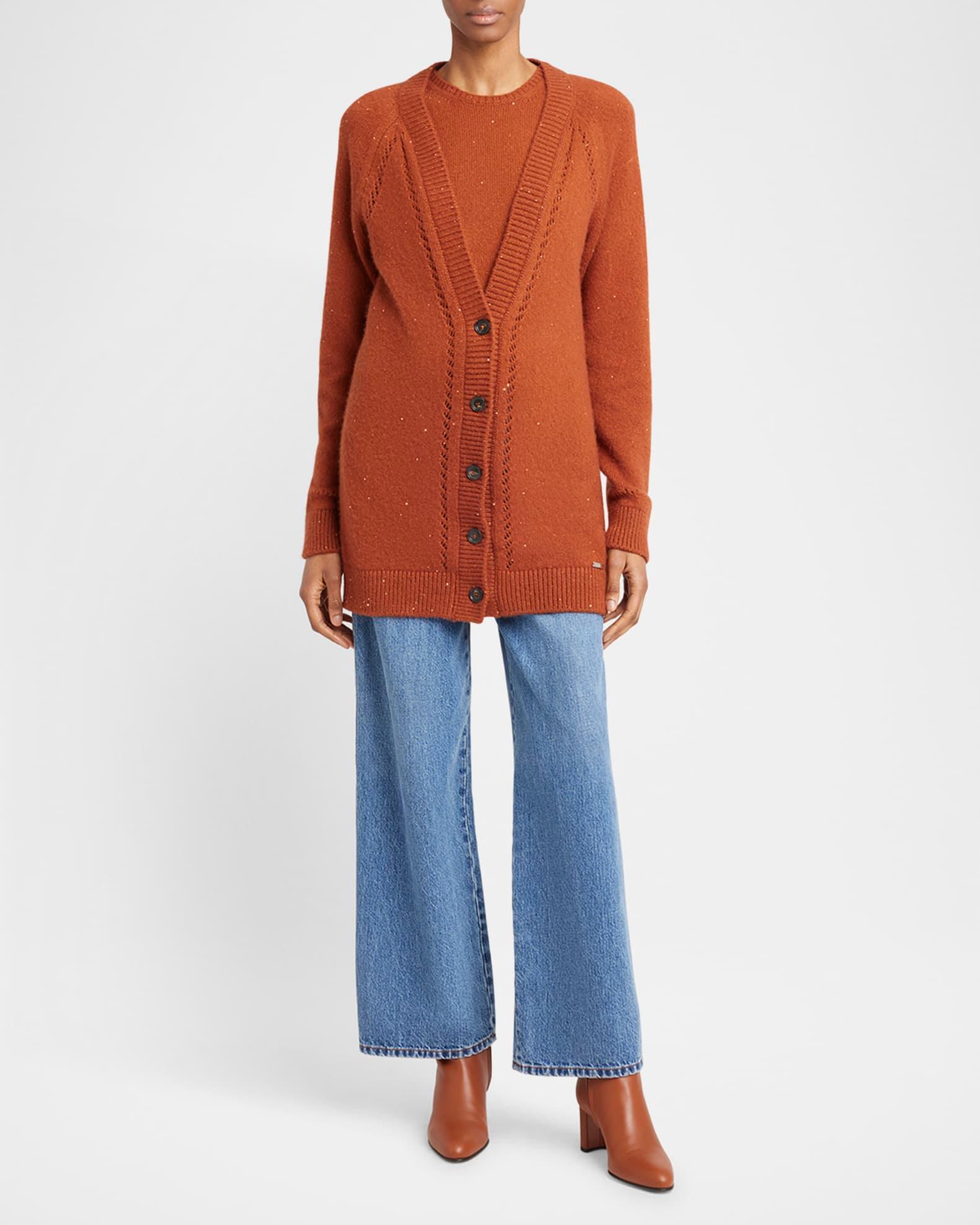 Paillette Cashmere V-Neck Cardigan Product Image