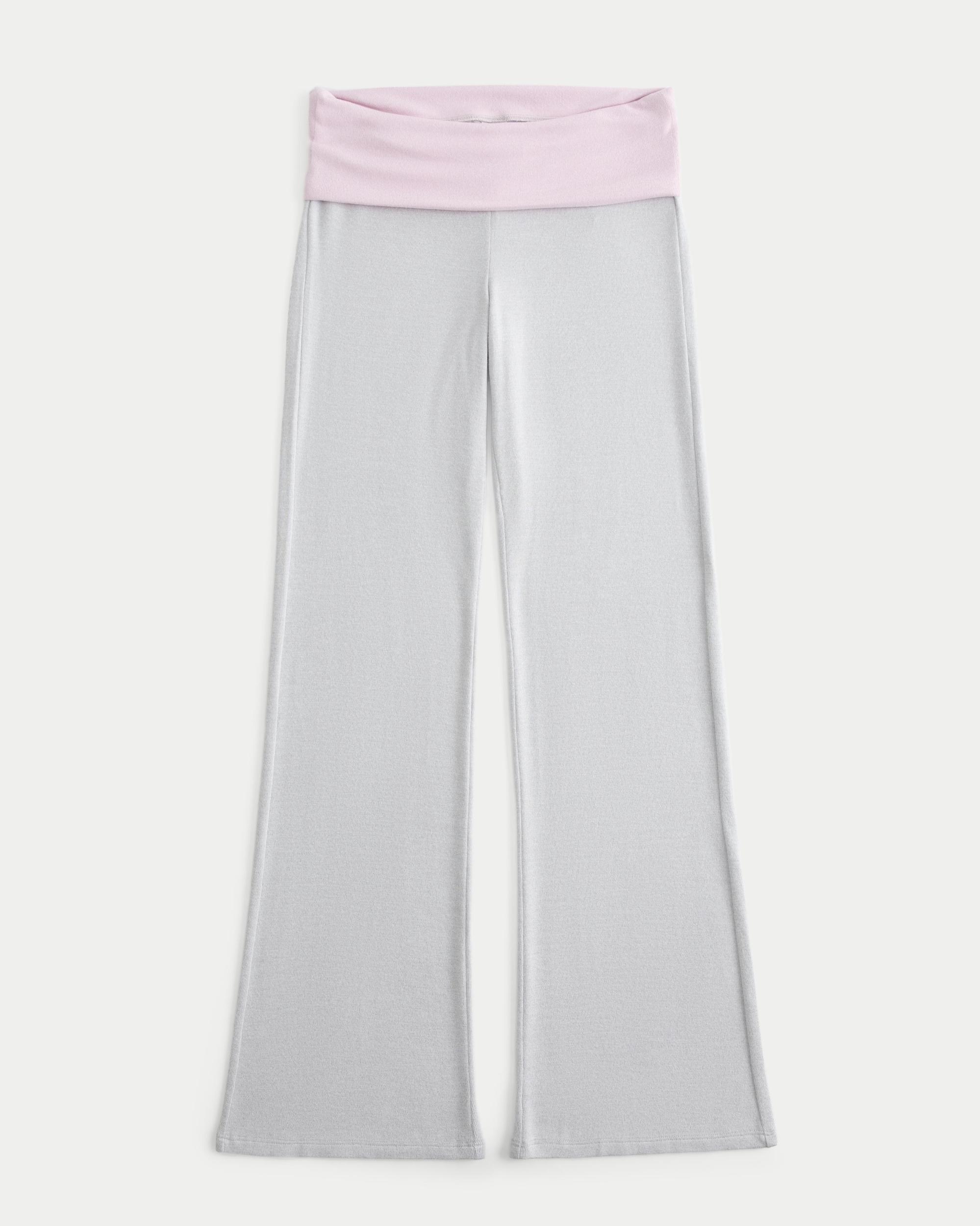 Foldover Waist Cozy Knit Flare Pants Product Image