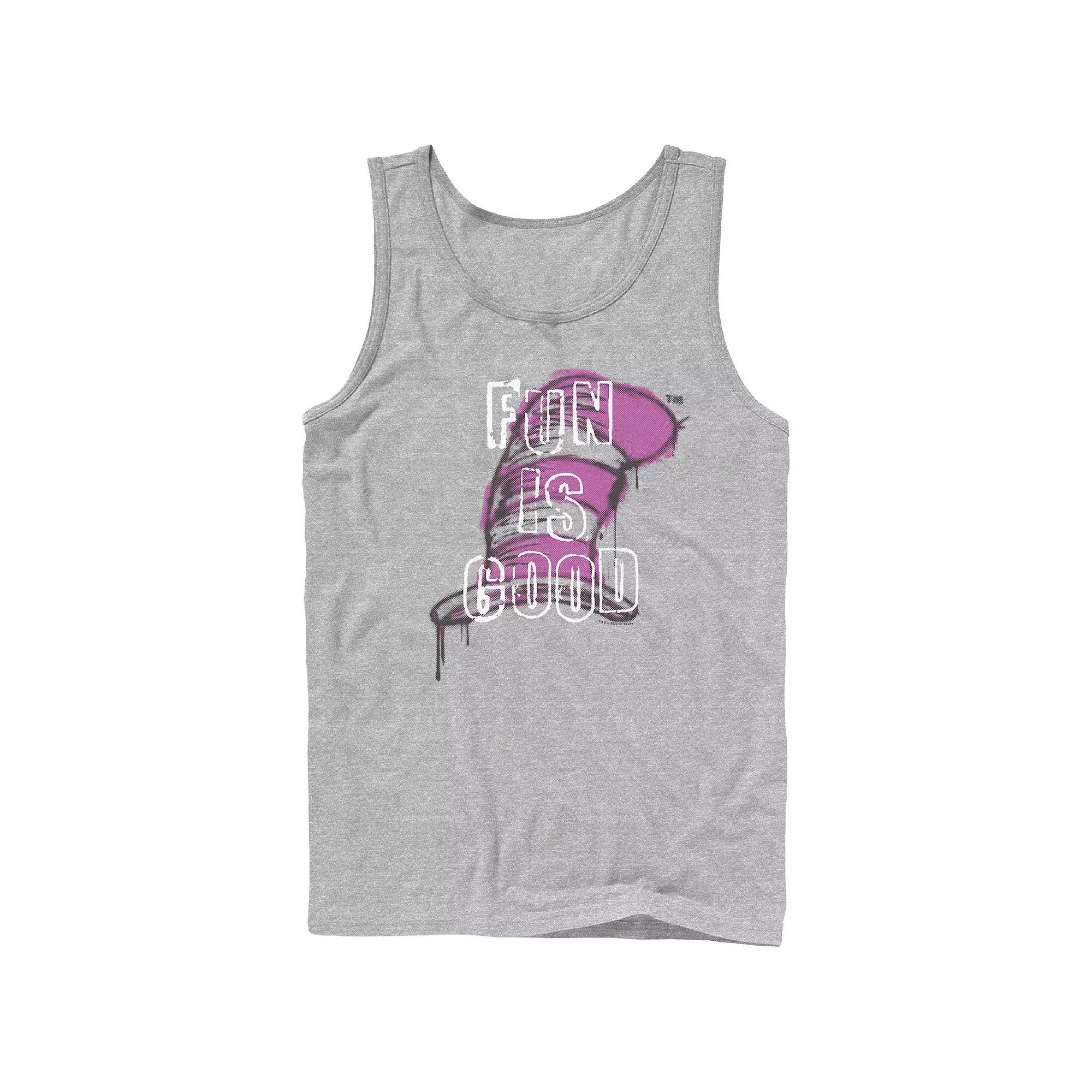 Men's Dr. Seuss Fun Is Good Graphic Tank, Size: Large, Athletic Grey Product Image