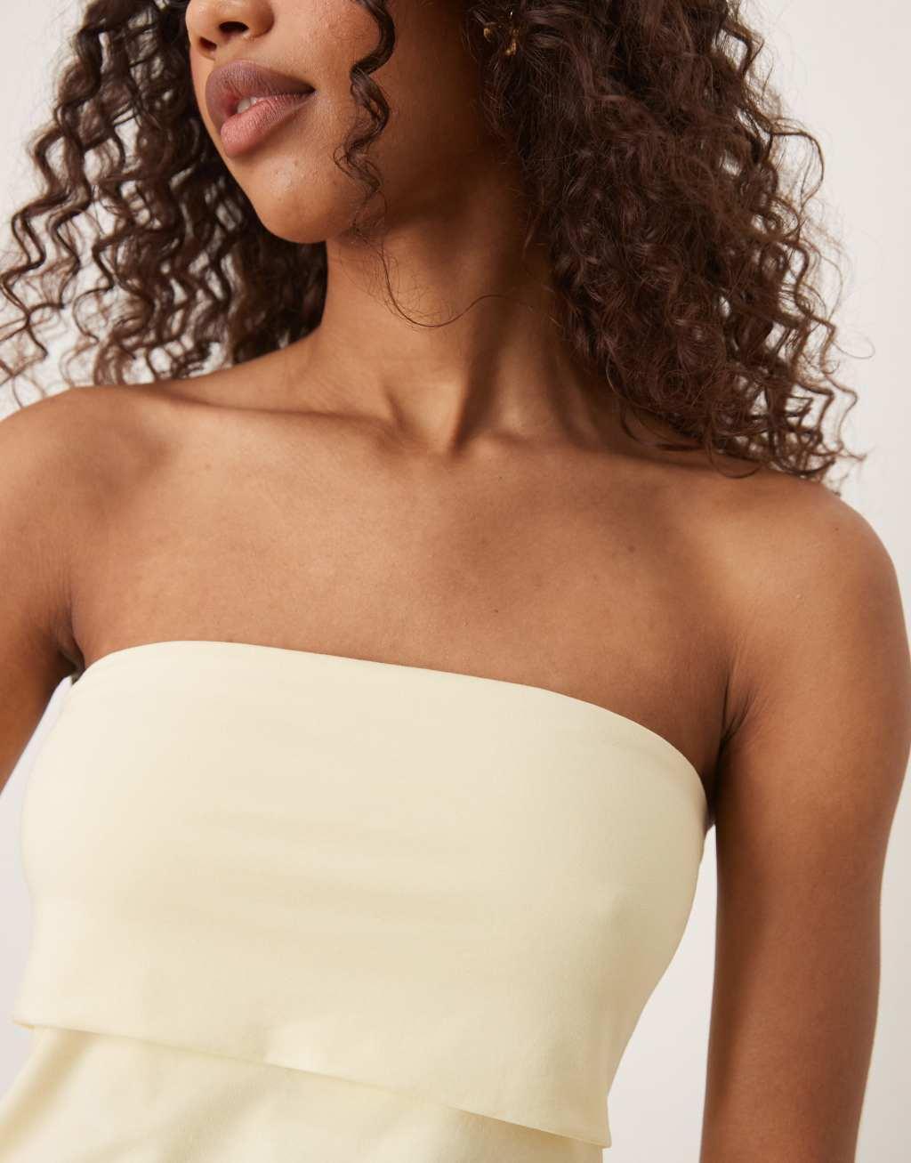 Abercrombie & Fitch foldover longline tube top in yellow Product Image