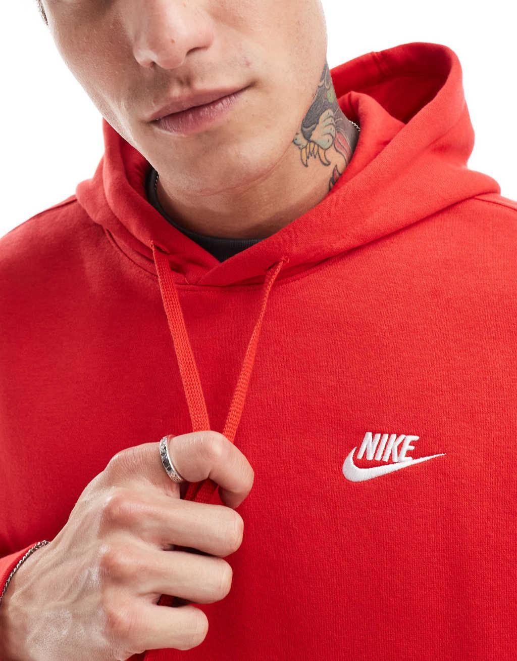 Nike Club unisex hoodie in red Product Image