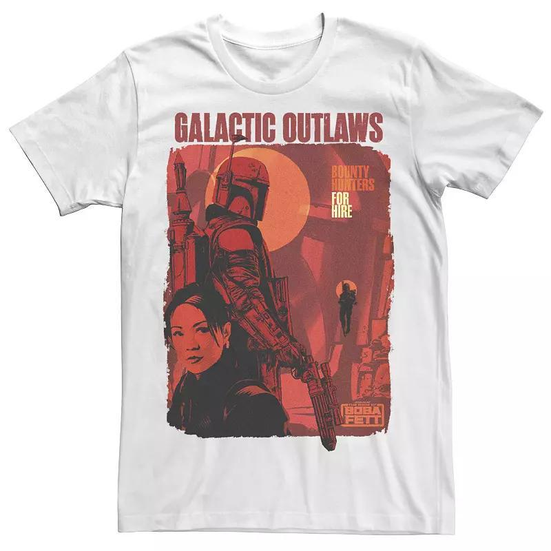 Men's Star Wars The Book Of Boba Fett Galactic Outlaws Red Hue Poster Tee, Size: XL, White Product Image