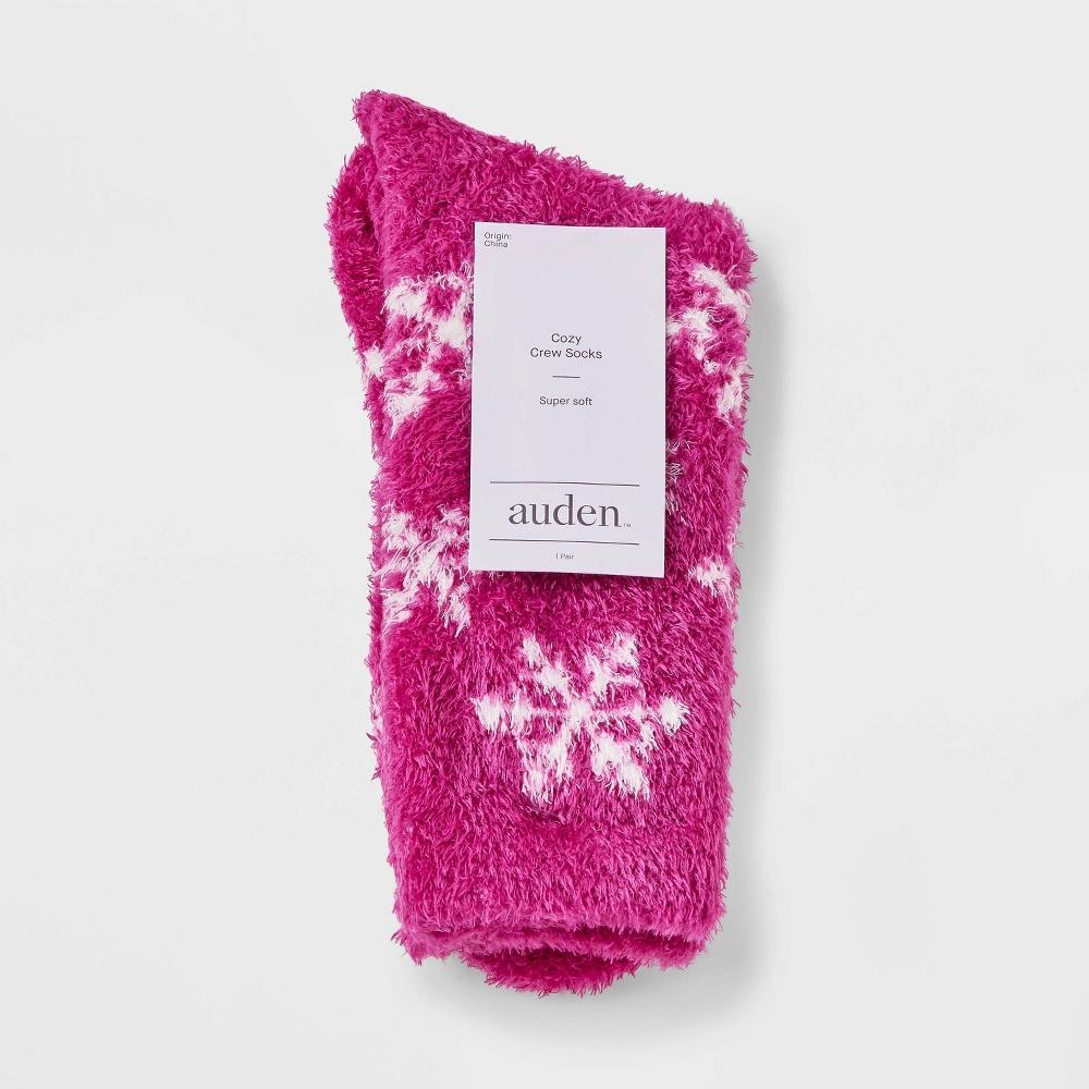 Womens Snowflake Cozy Crew Socks - Auden 4-10: Lightweight Knit, Banded Cuff, Machine Washable, Tumble Dry Product Image