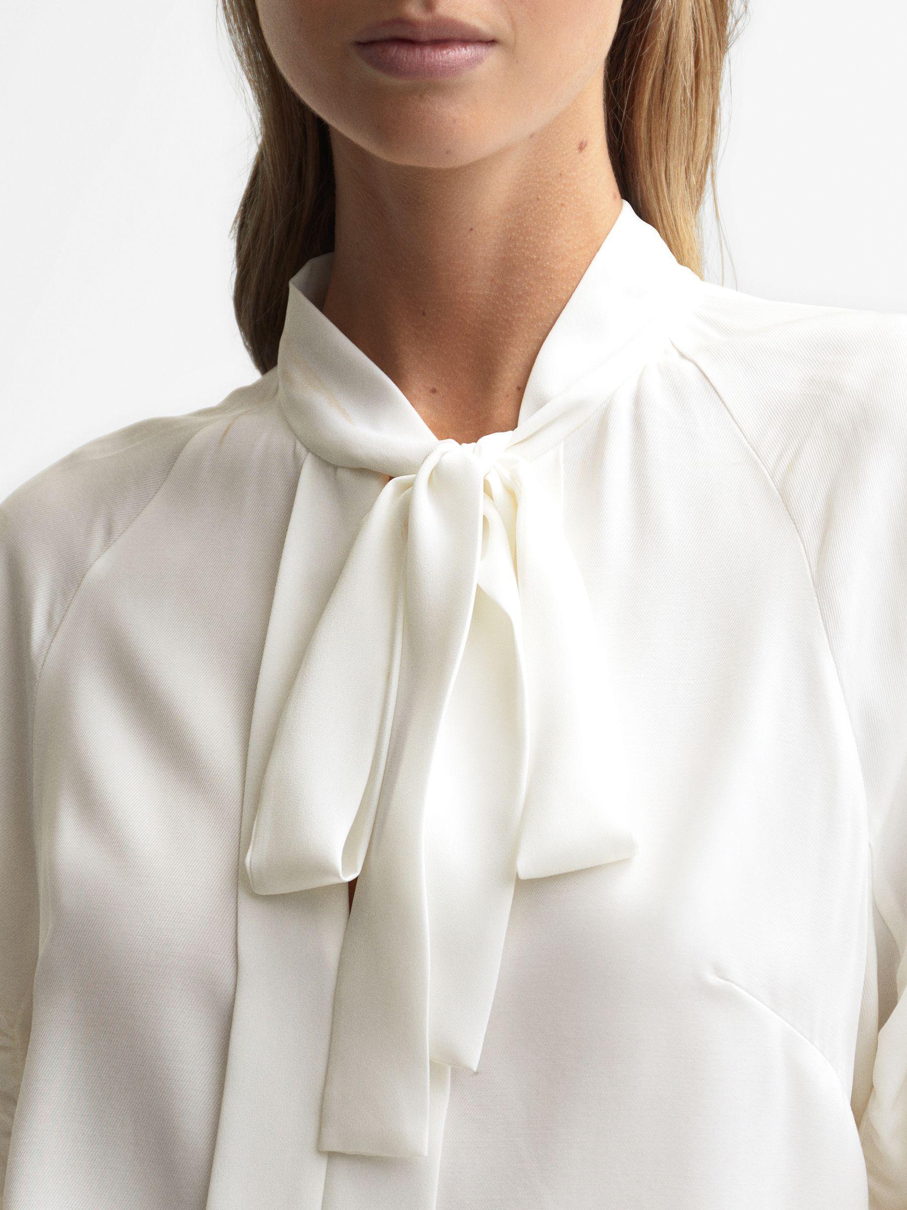 Pussy Bow Blouse in White Product Image