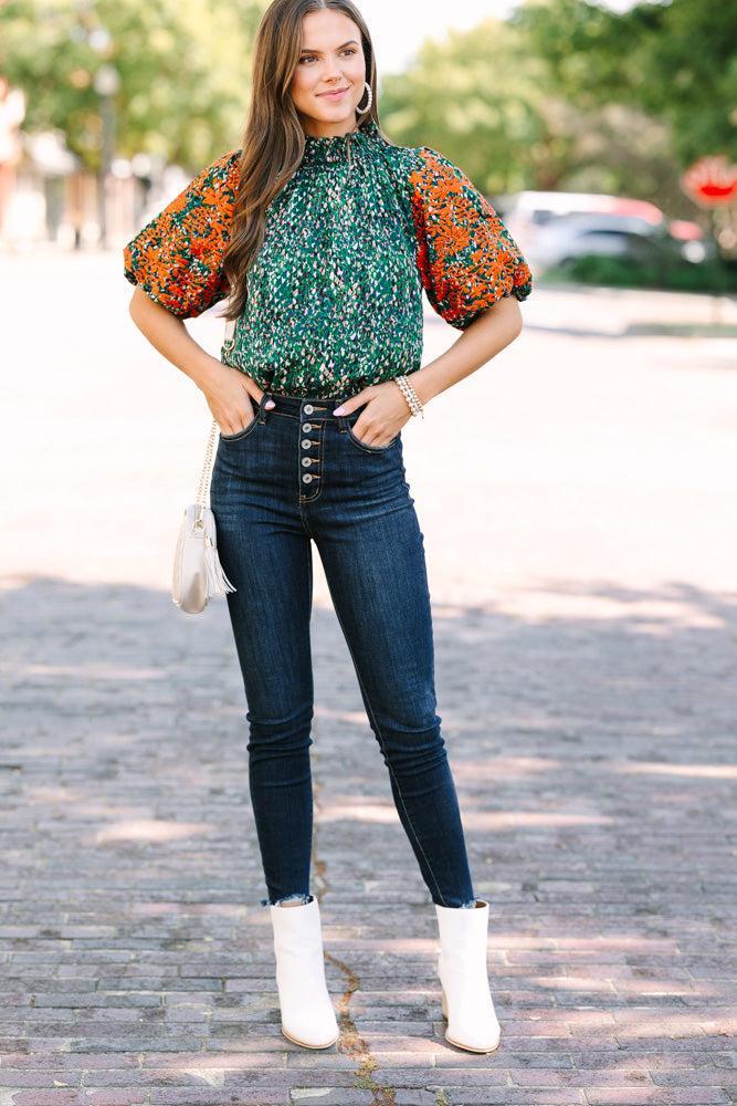 THML: Say It All Green Floral Blouse Female Product Image