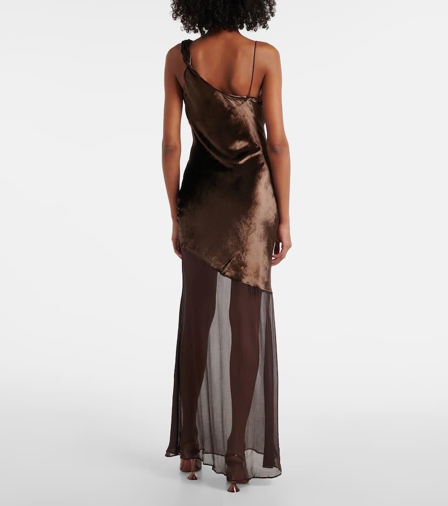 STAUD Beaton Mixed Media Dress In Brown Product Image