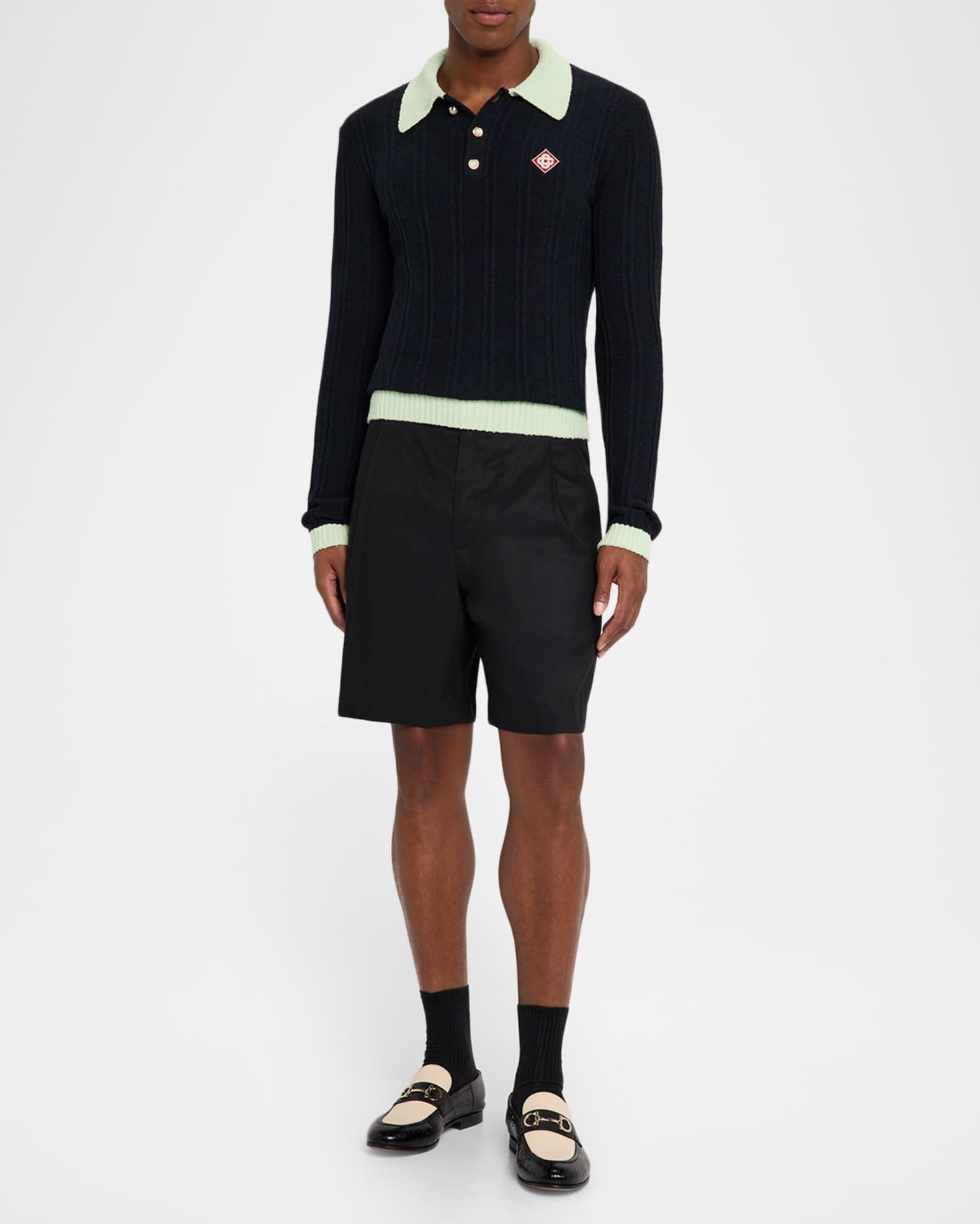 Men's Boucle Knit Long-Sleeve Polo Shirt Product Image