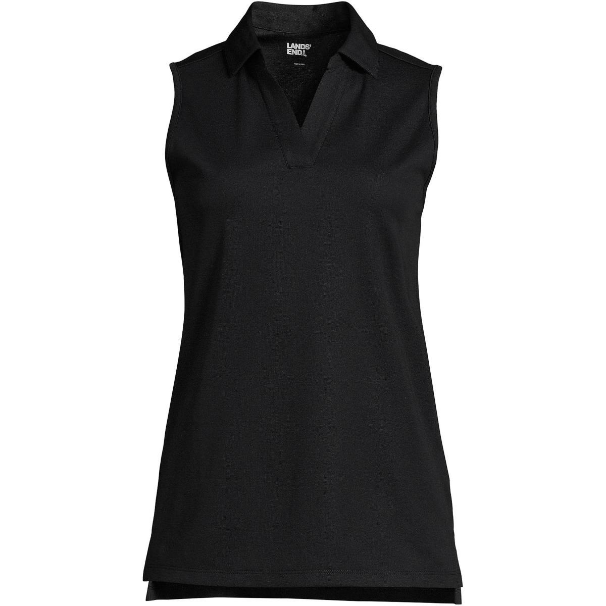 Womens Lands' End Performance Pique Sleeveless Polo Shirt, Women's, Size: Small, Black Product Image