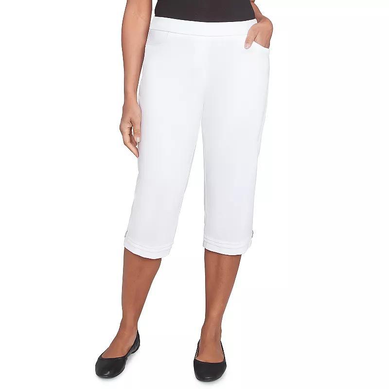 Women's Alfred Dunner Novelty Cuff Tummy Control Capri Pants, Size: 8, Pure White Product Image