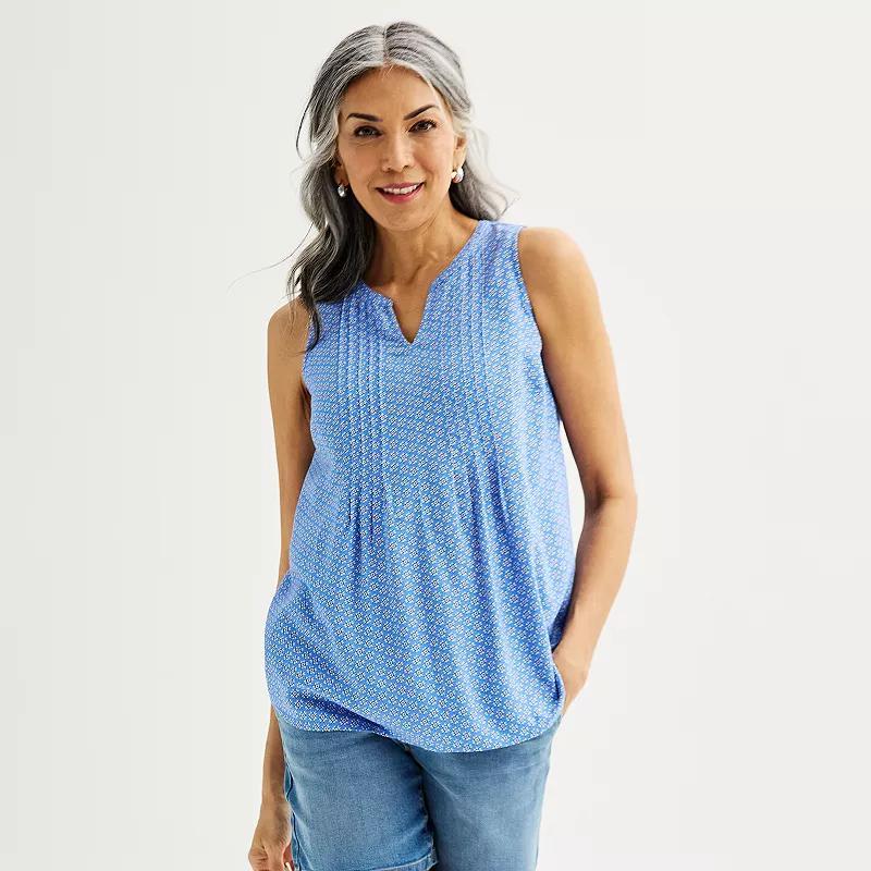 Women's Croft & Barrow® Pintuck Sleeveless Shell Top, Size: Medium, Red Fun Anchor Product Image