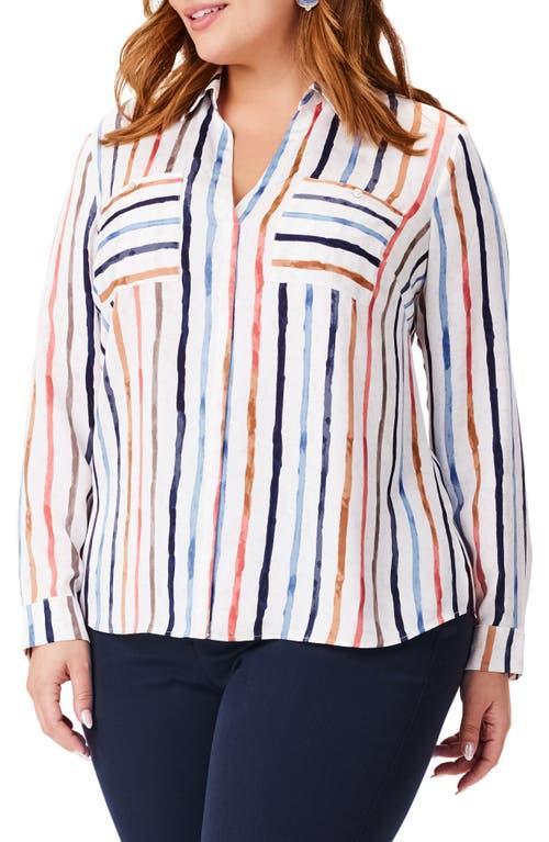 NIC+ZOE Painted Stripe Top (Cream ) Women's Clothing Product Image