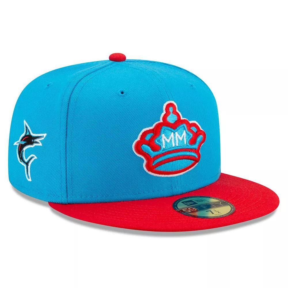 Men's New Era Blue/Red Miami Marlins 2021 City Connect 59FIFTY Fitted Hat, Size: 7 7/8 Product Image