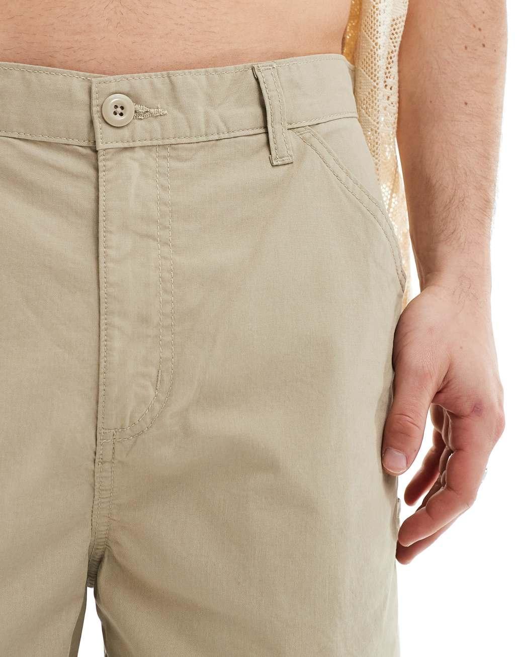 Jack & Jones loose carpenter shorts in off white Product Image
