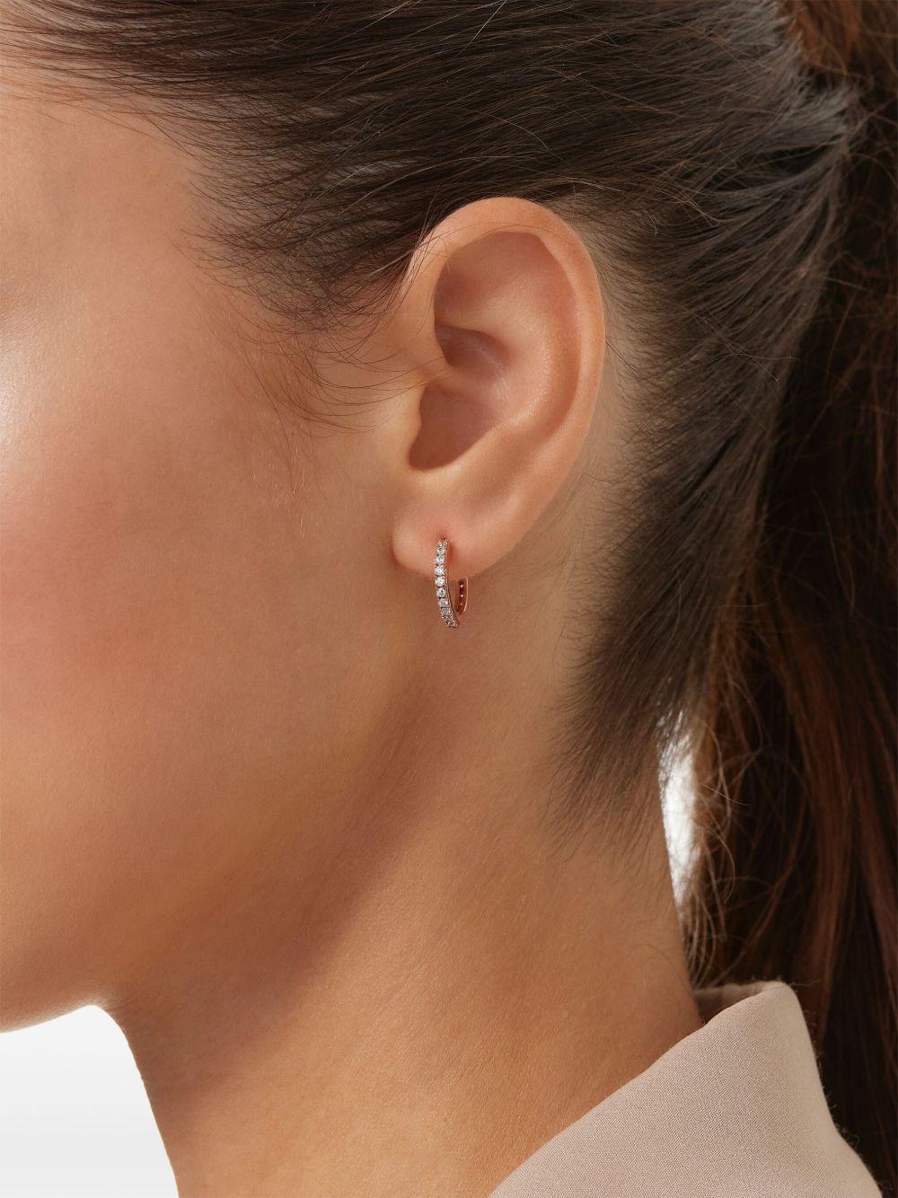 14k recycled gold and diamond huggie earrings Product Image