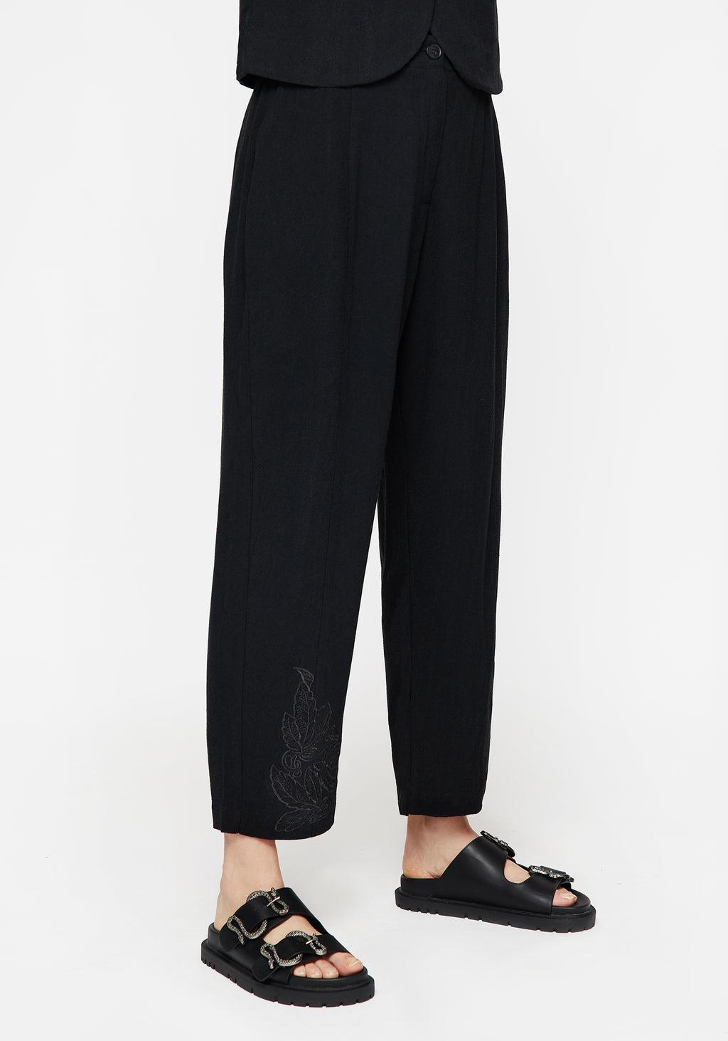 Aya Embroidered Linen Blend Balloon Pants Product Image