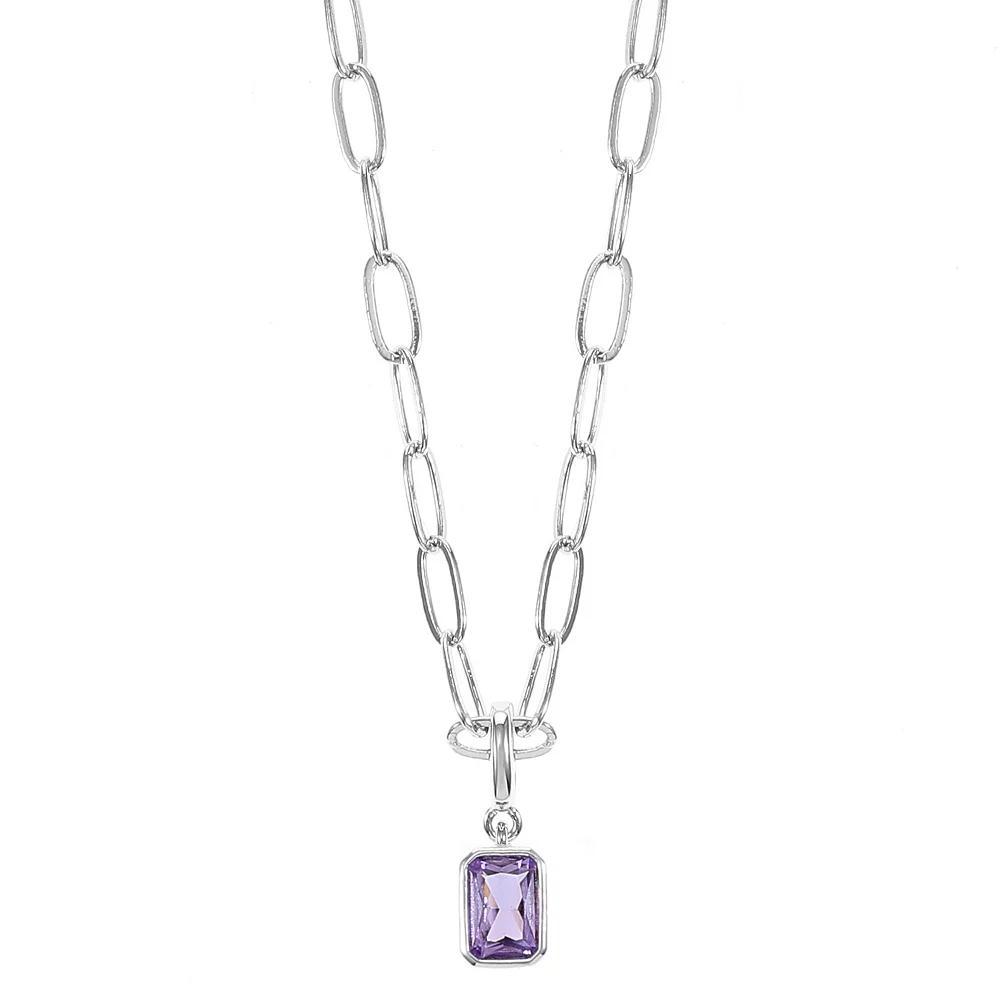 City Luxe Crystal Birthstone Pendant Necklace, Women's, Size: 18-20" ADJ, June Silver Tone Product Image