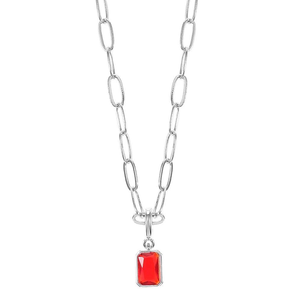City Luxe Crystal Birthstone Pendant Necklace, Women's, Size: 18-20" ADJ, July Silver Tone Product Image