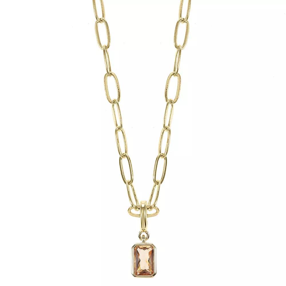 City Luxe Crystal Birthstone Pendant Necklace, Women's, Size: 18-20" ADJ, November Gold Tone Product Image