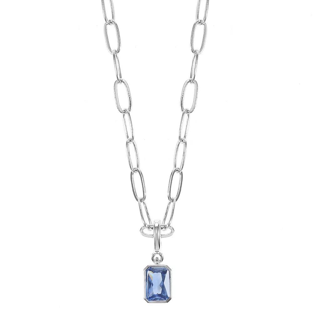 City Luxe Crystal Birthstone Pendant Necklace, Women's, Size: 18-20" ADJ, September Silver Tone Product Image